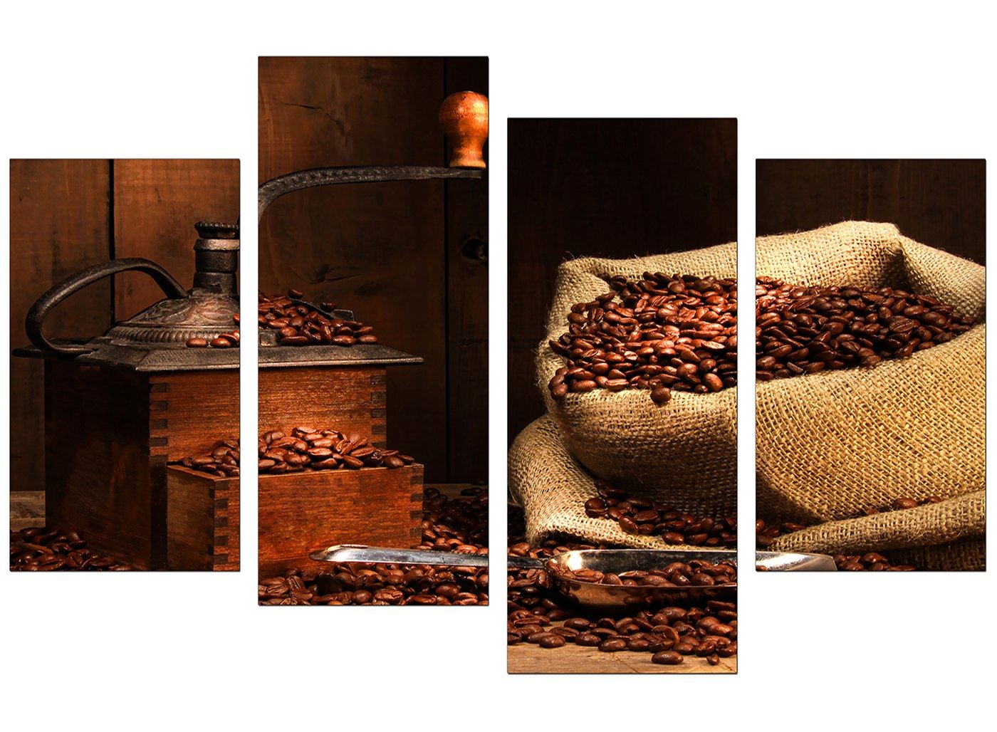 Large Brown Kitchen Canvas Wall Art Pictures 130cm XL Prints Set 4062