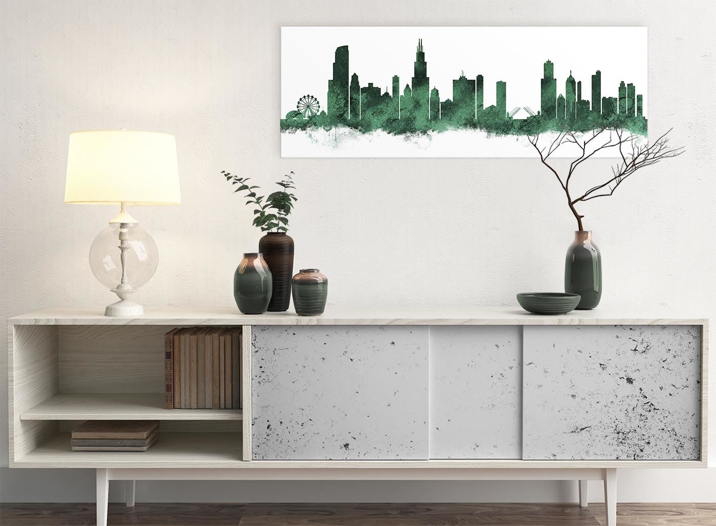 Chicago Skyline Leinwand Wandbild Kunstdruck - 17 Farben verfügbar - 94 cm breit - Bild 39 von 101