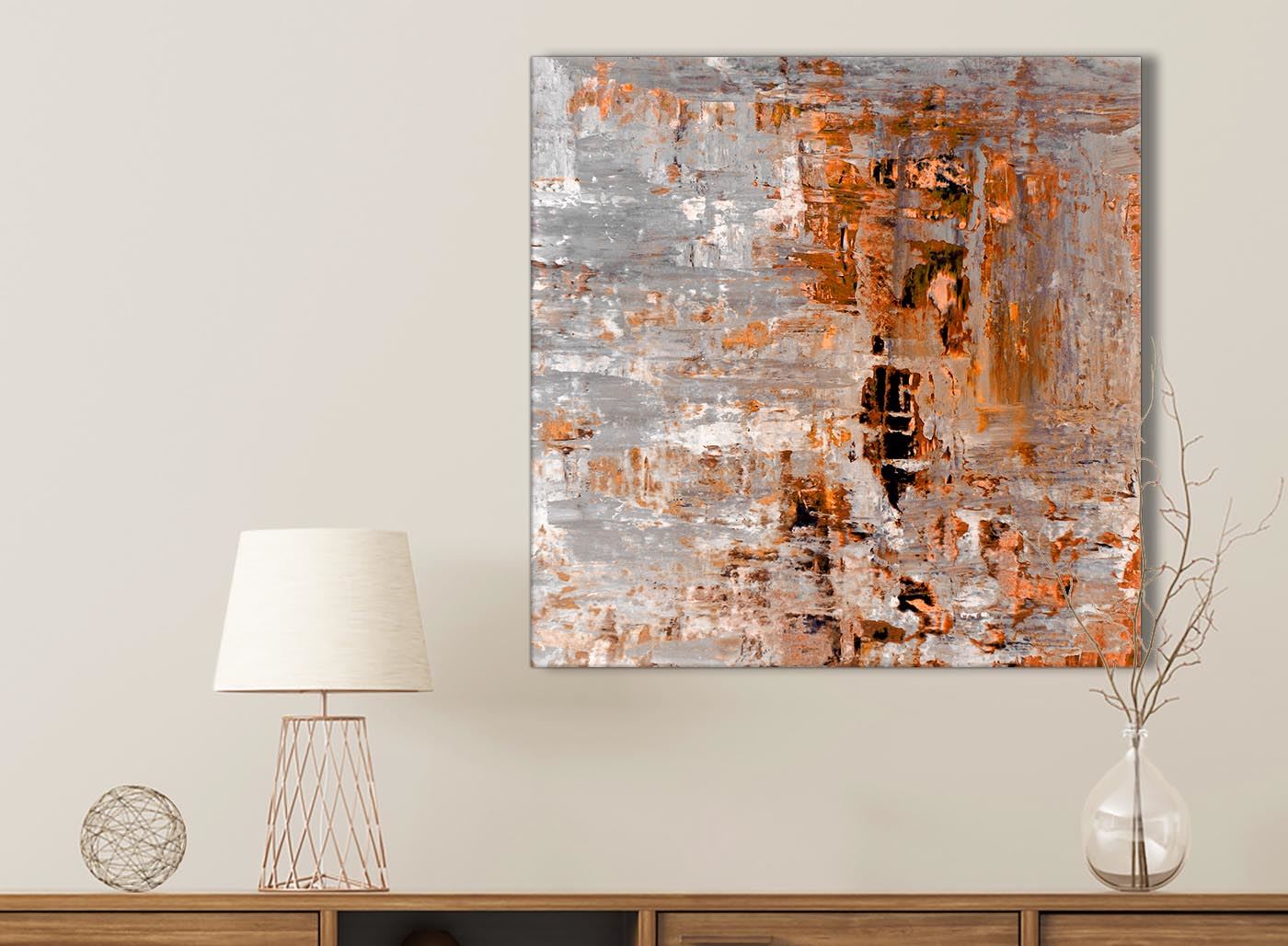 49cm Abstract 1s390s Burnt Orange Grey Painting Kitchen Canvas Accessories