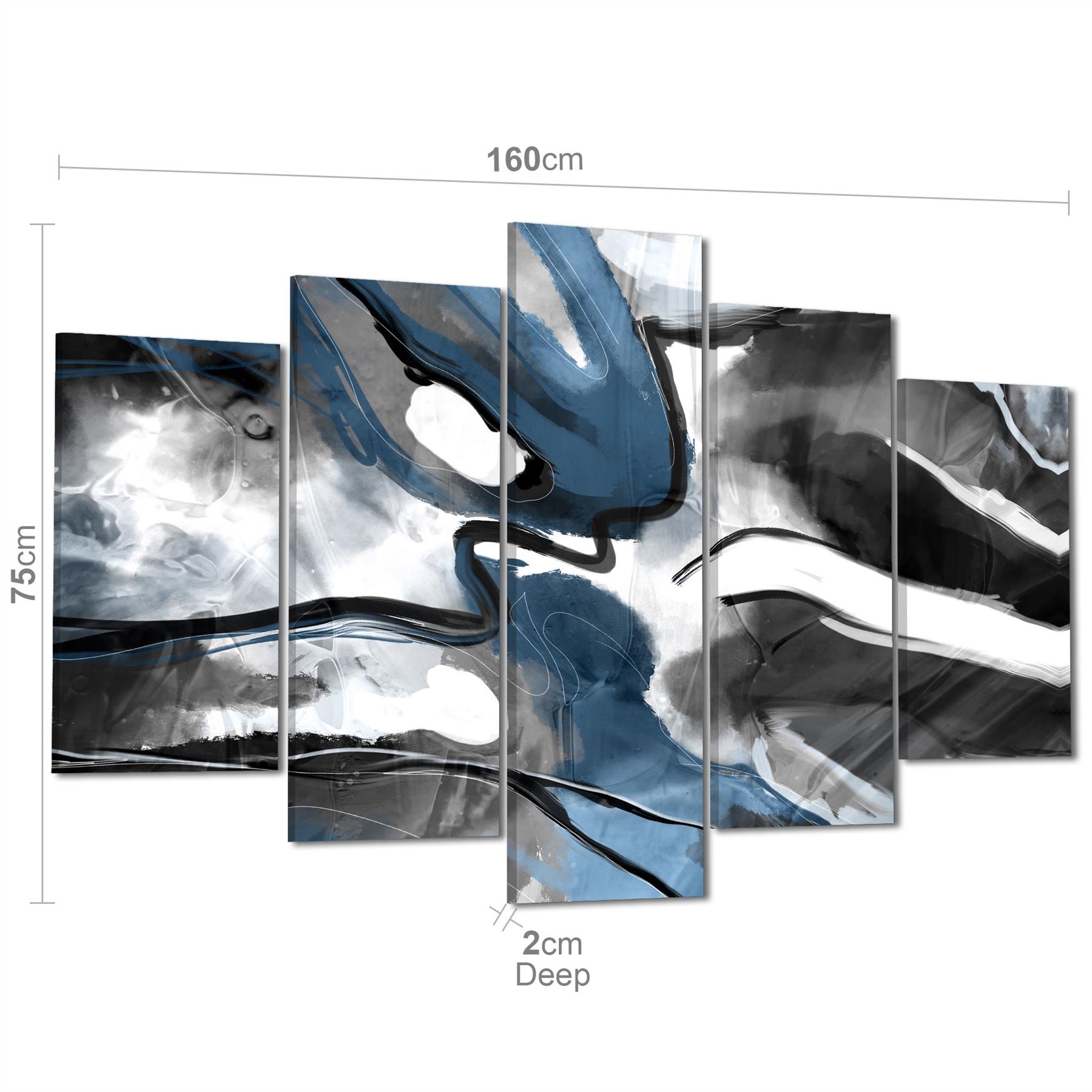 Abstract Turquoise Dark Grey Design Canvas Art Prints - Picture 54 of 56