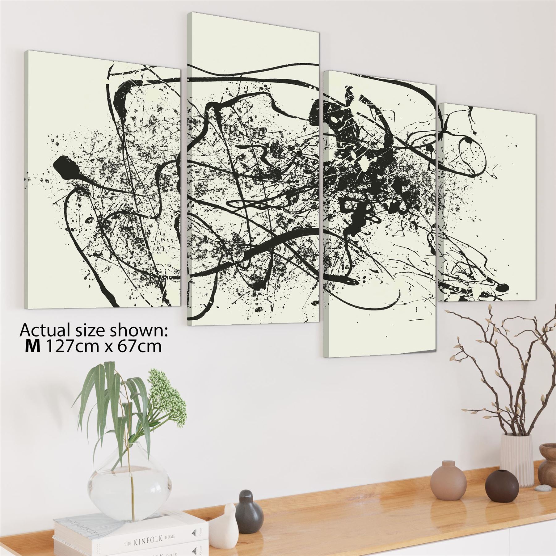 Abstract Black Cream Pollock Inspired Style Framed Art Prints - Picture 44 of 55
