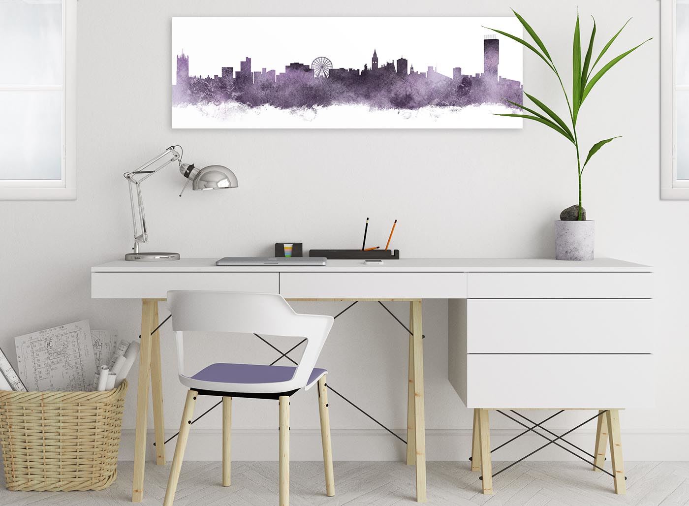 94cm wide Manchester Skyline Canvas Wall Art Print 17 Colours Available