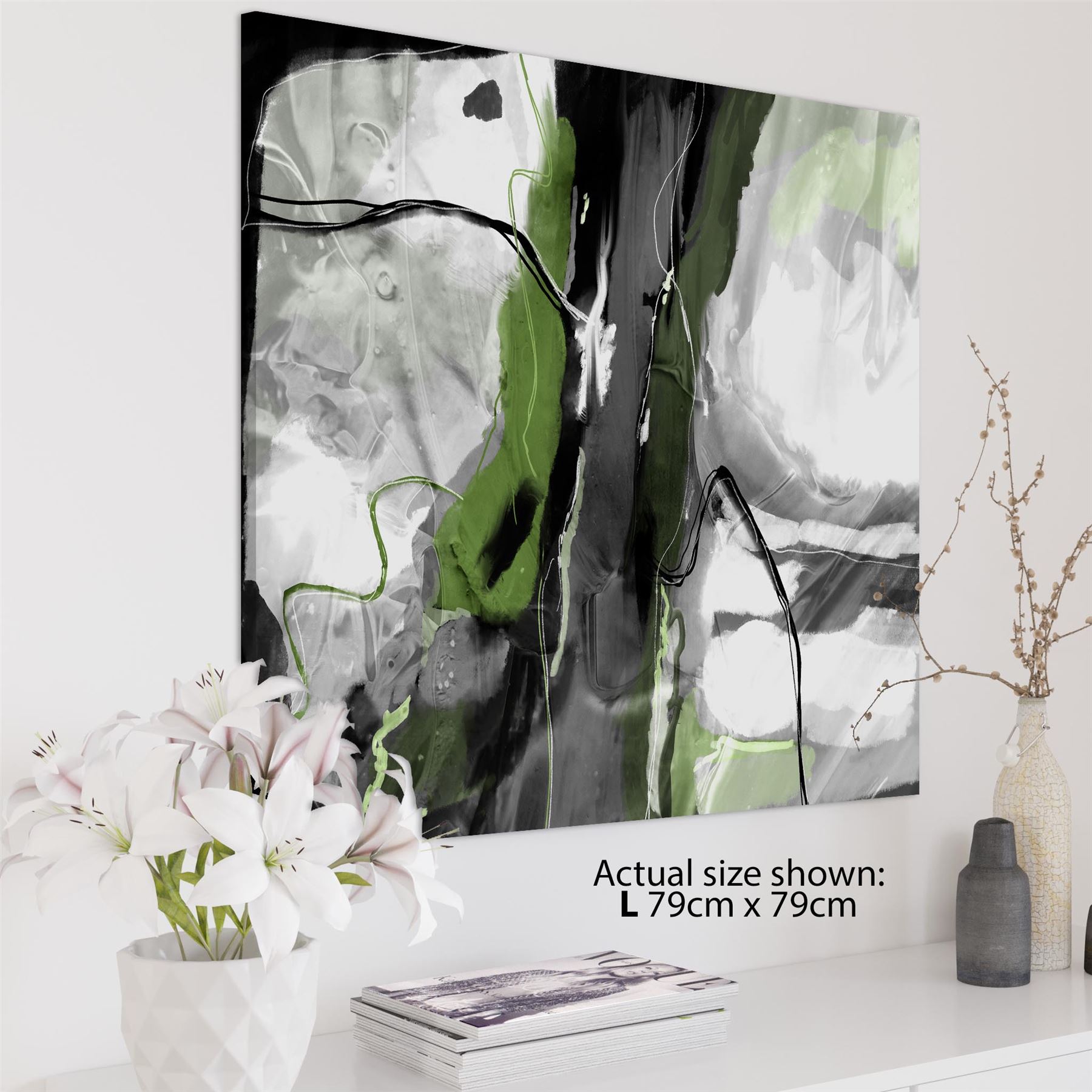 Abstract Lime Green Grey Artwork Framed Art Prints - Picture 3 of 54