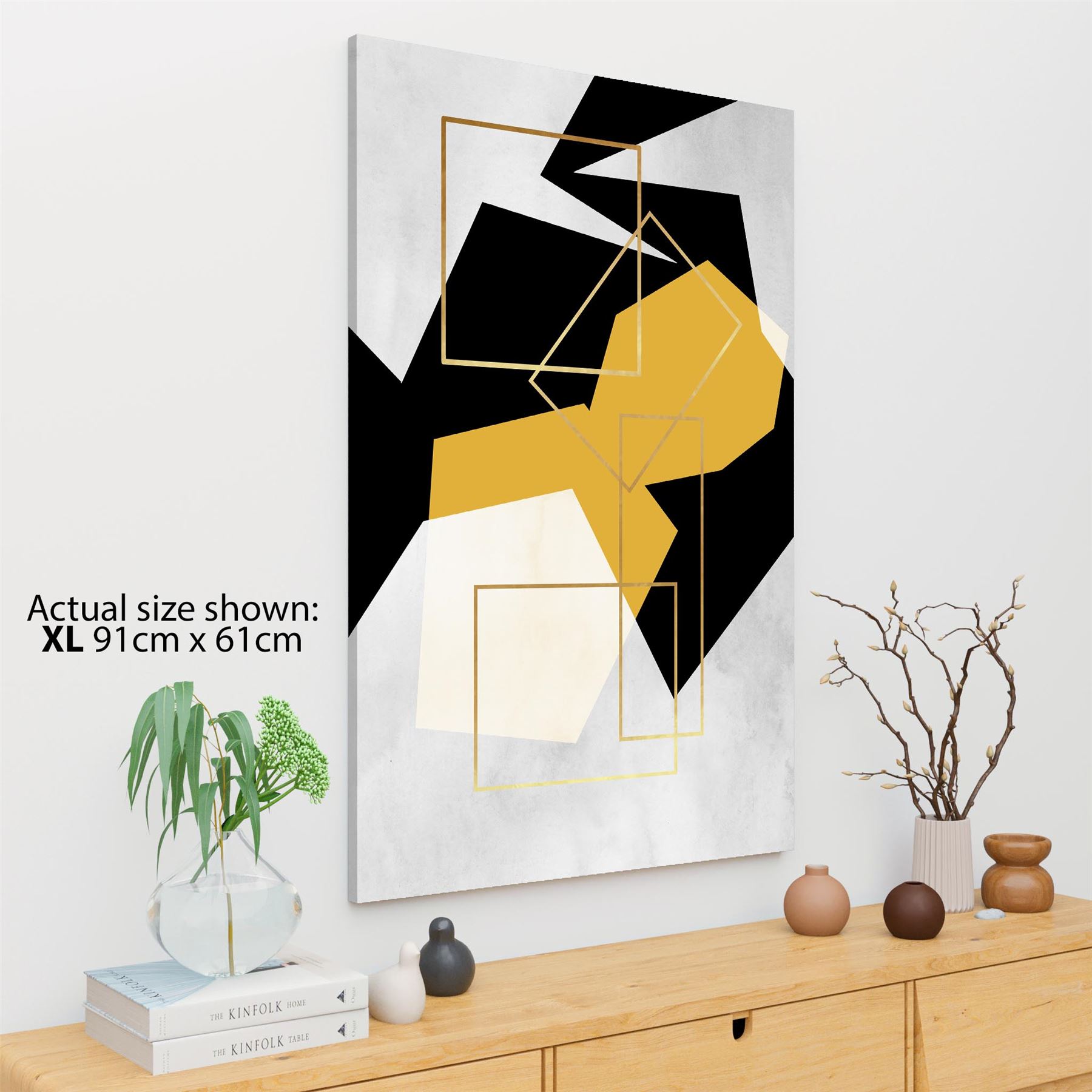 Mustard Yellow Black Geometric Canvas Art Pictures - Picture 15 of 55