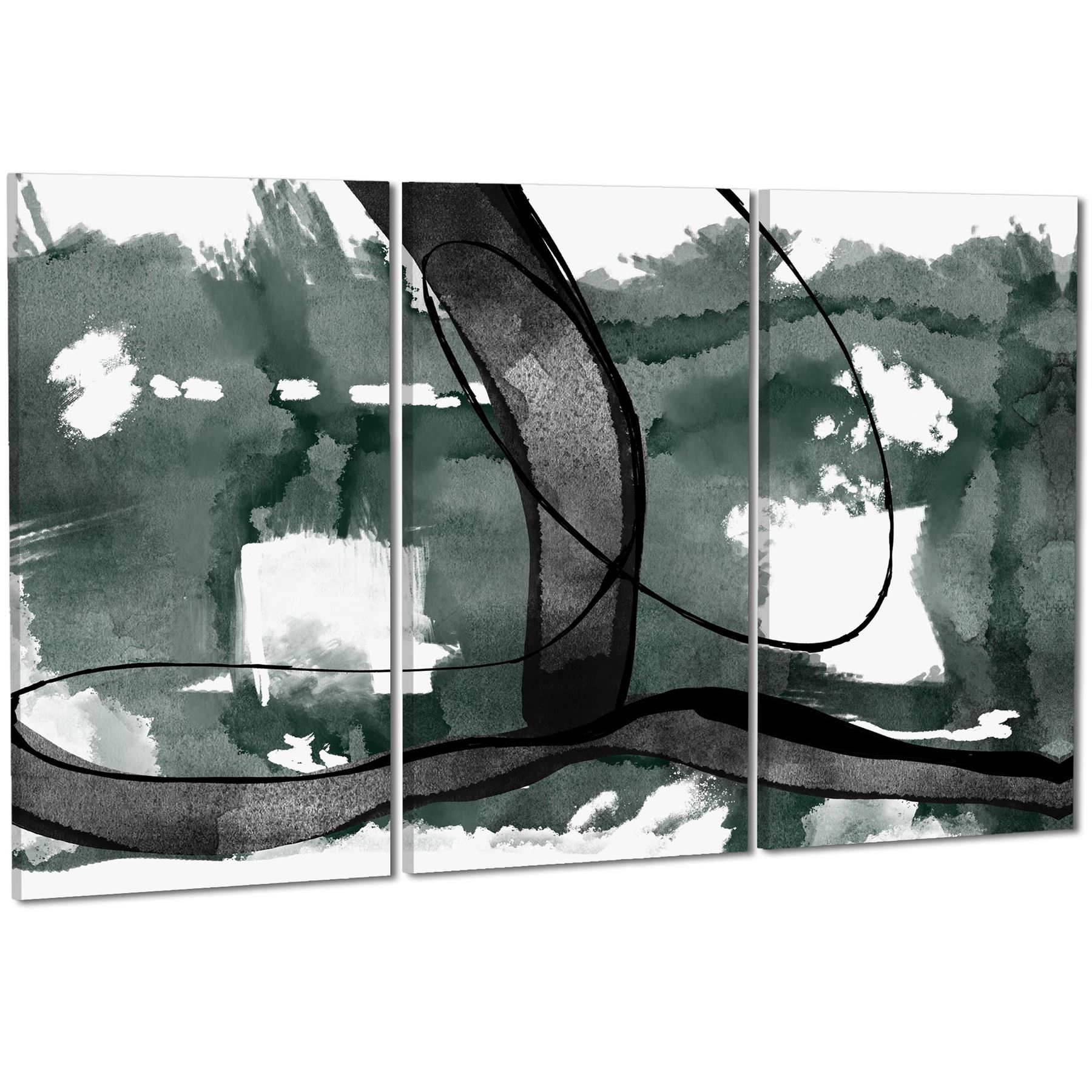 Abstract Green Black Design Canvas Wall Art Picture - Picture 37 of 55