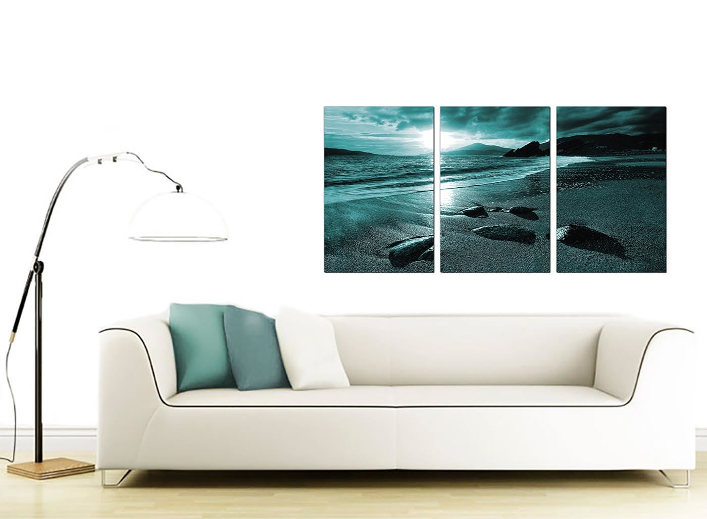 Set of 3 Teal Canvas Prints Pictures Living Dining Room Wall Art 3079