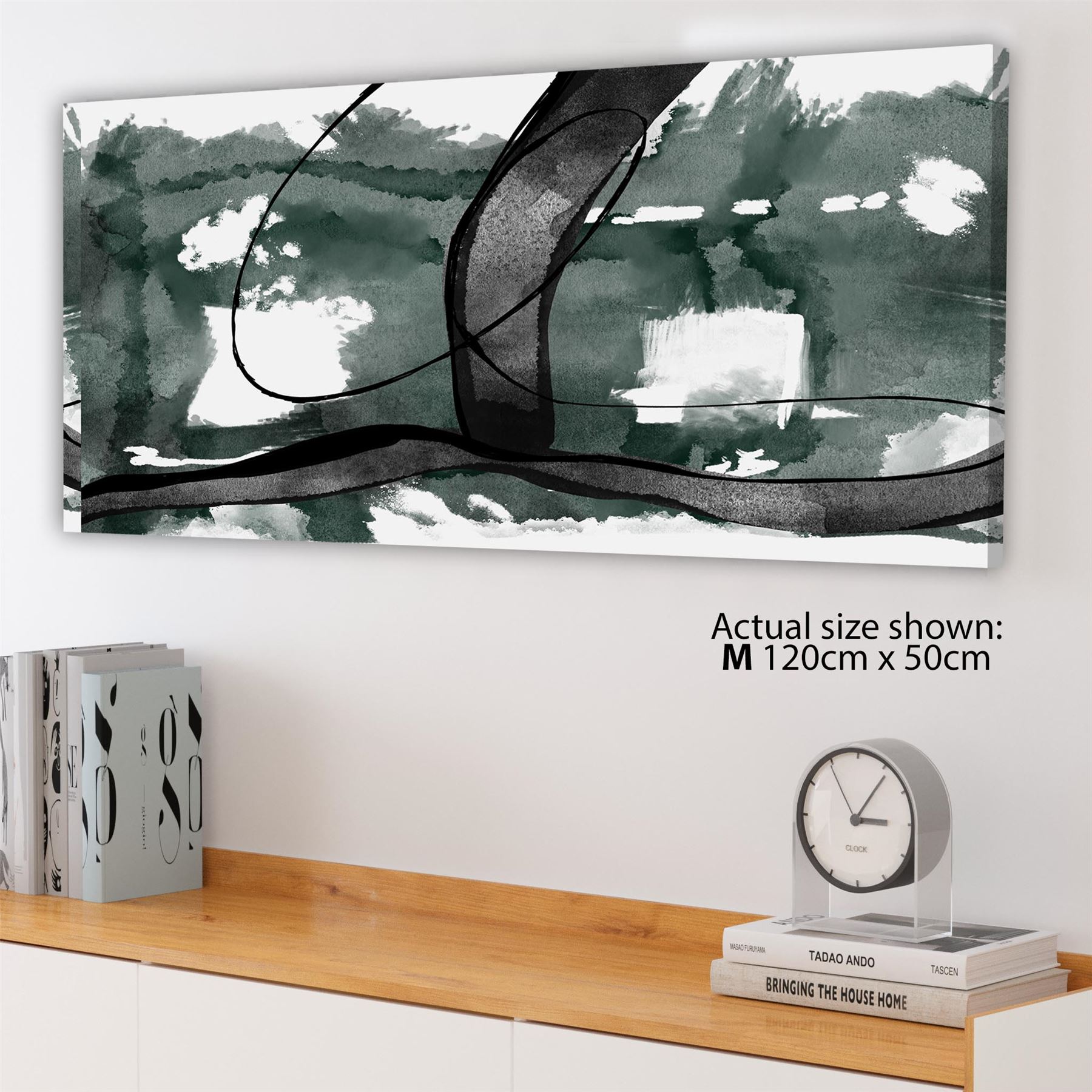 Abstract Green Black Design Canvas Wall Art Picture - Picture 34 of 55