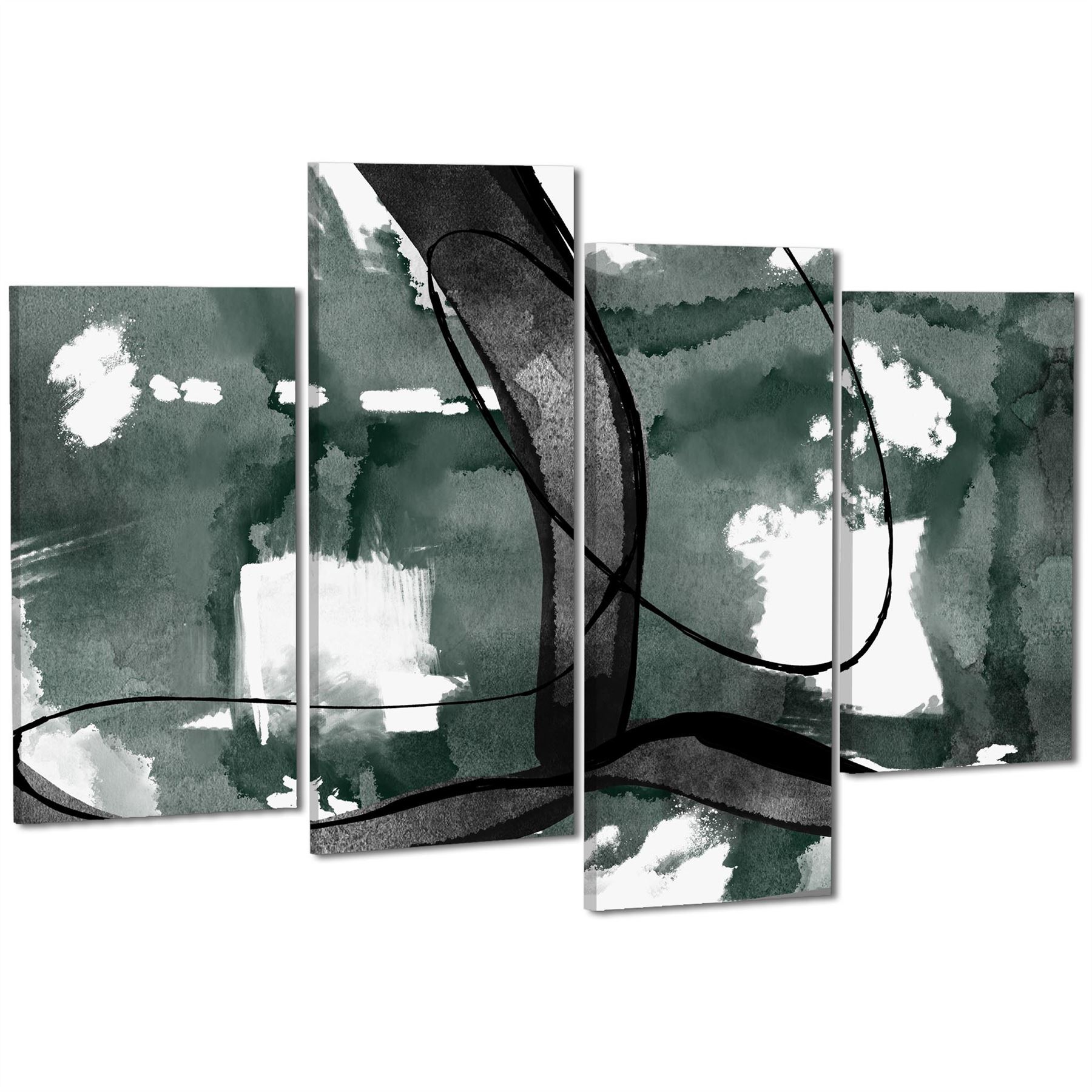 Abstract Green Black Design Canvas Wall Art Picture - Picture 43 of 55