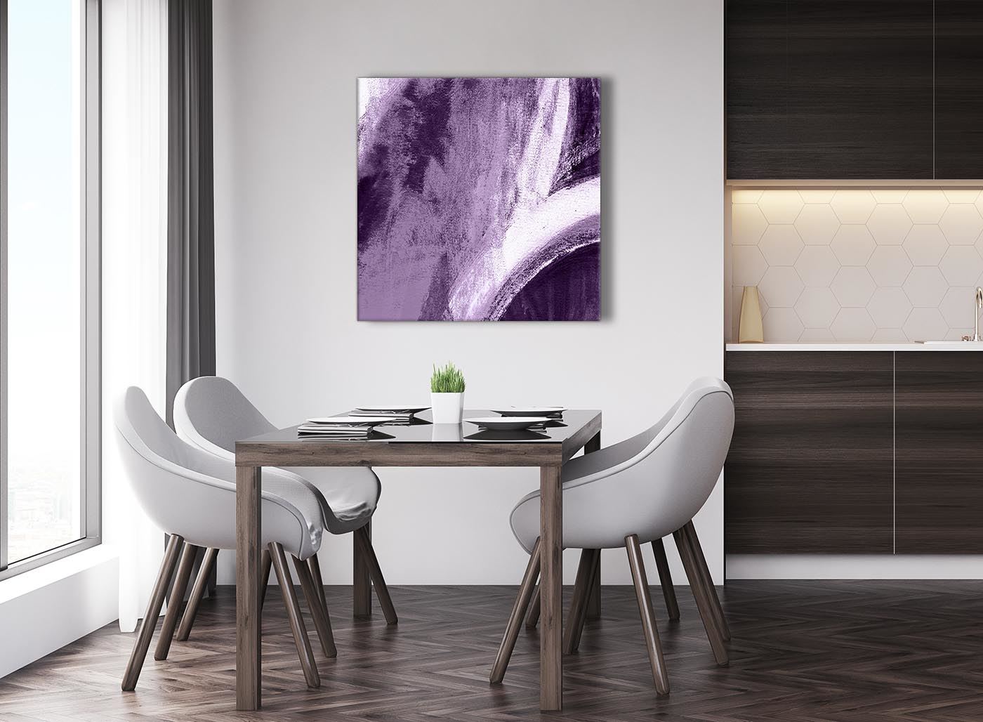 Aubergine Plum and White - Abstract Canvas Wall Art Painting - Picture 30 of 32