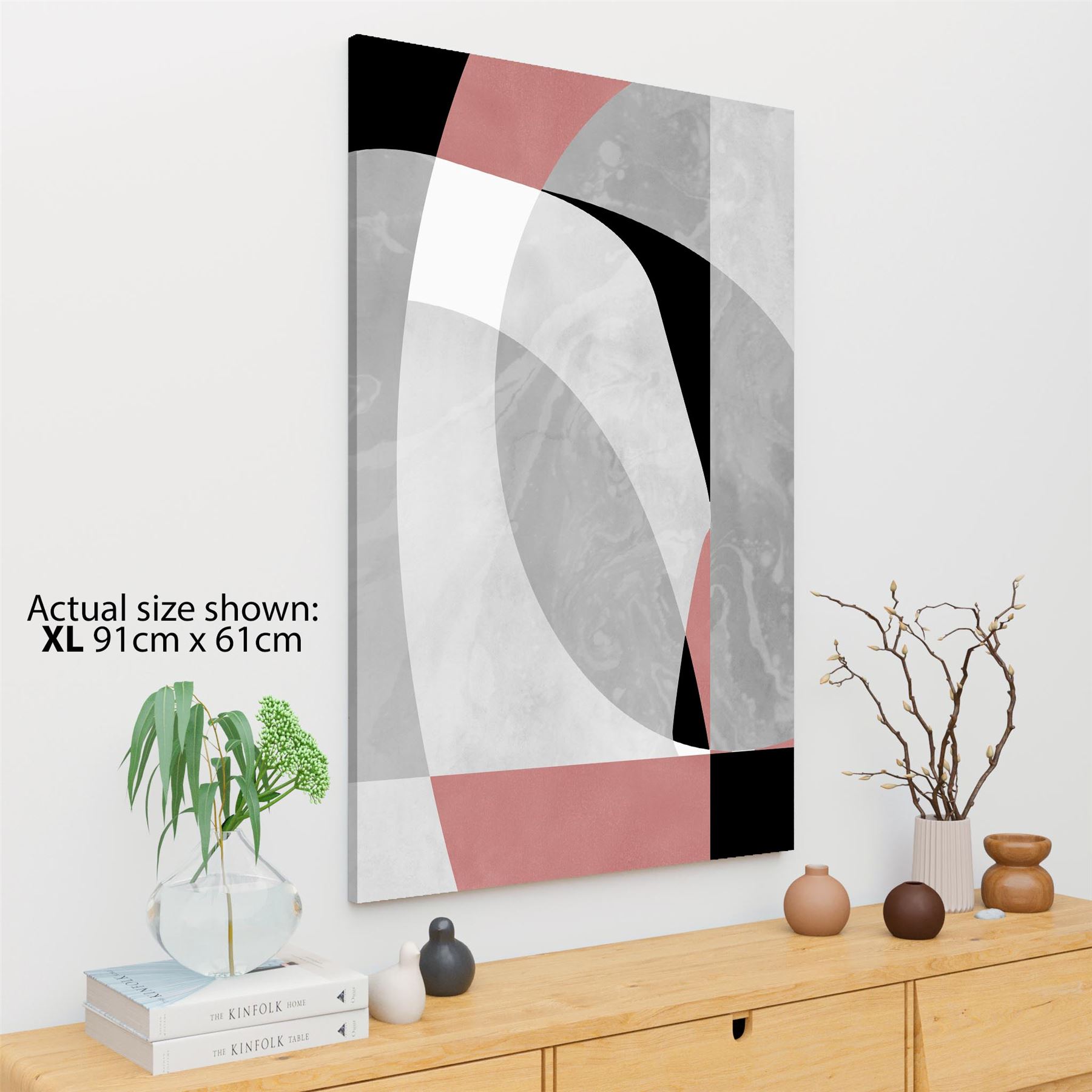 Abstract Pink Grey Watercolour Canvas Wall Art Print - Picture 15 of 55