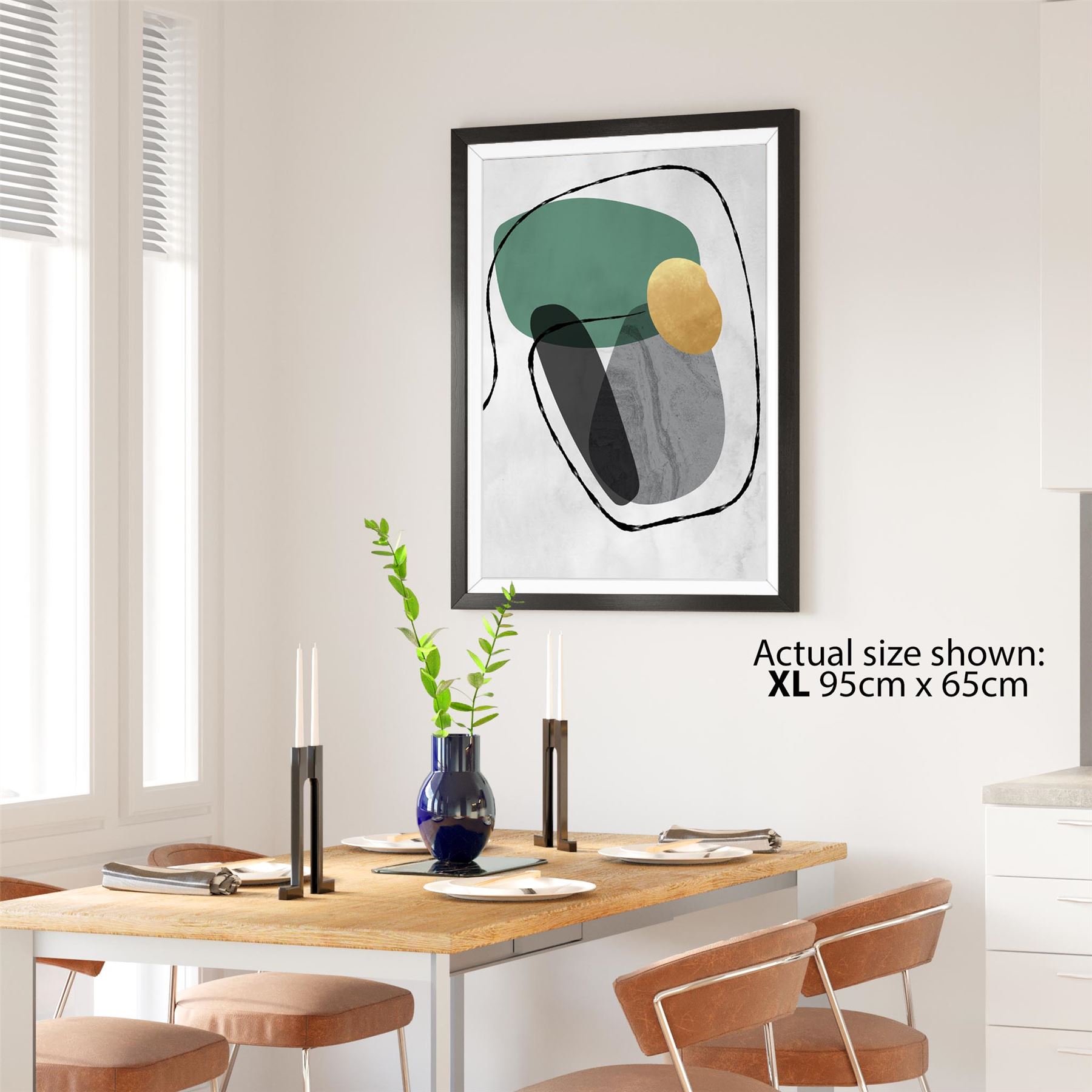 Abstract Green Grey Stones Design Canvas Wall Art Picture | eBay