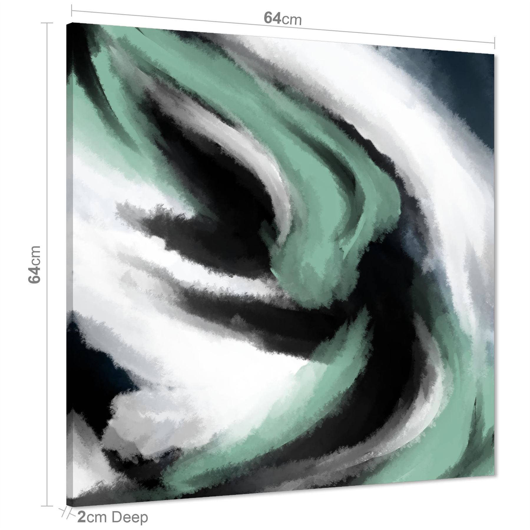 Abstract Green Grey Oil Paint Effect Canvas Wall Art Picture - Picture 11 of 55