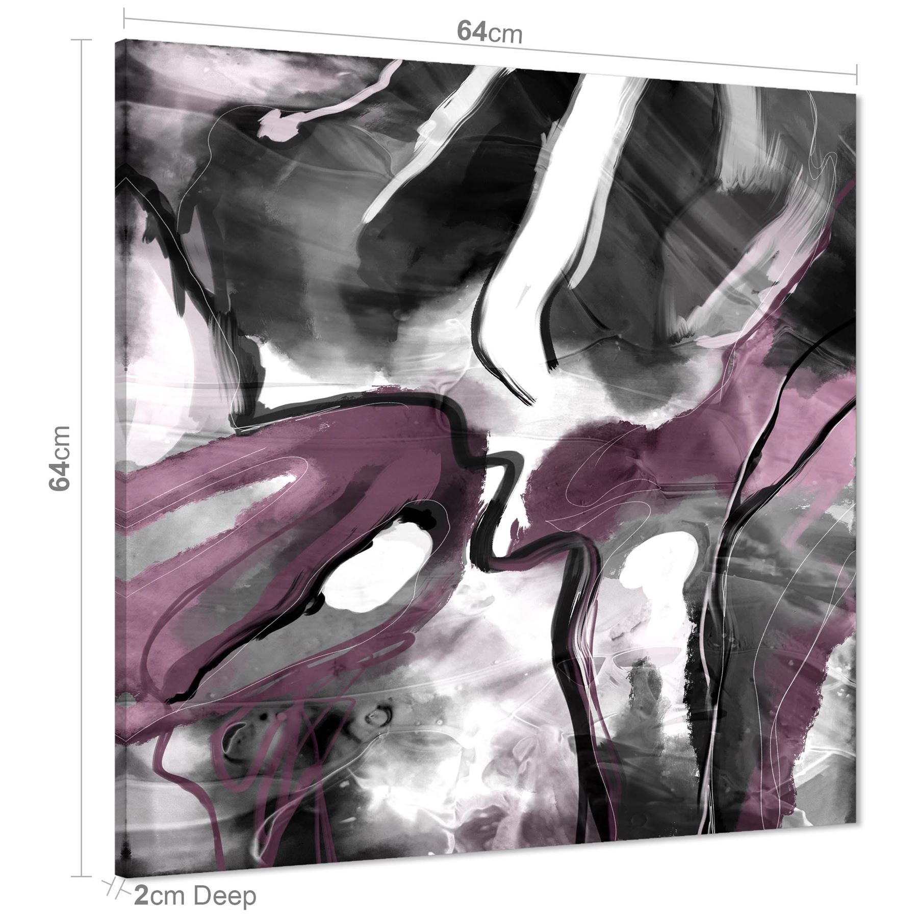 Abstract Plum Grey Watercolour Painting Canvas Wall Art Print - Picture 11 of 55