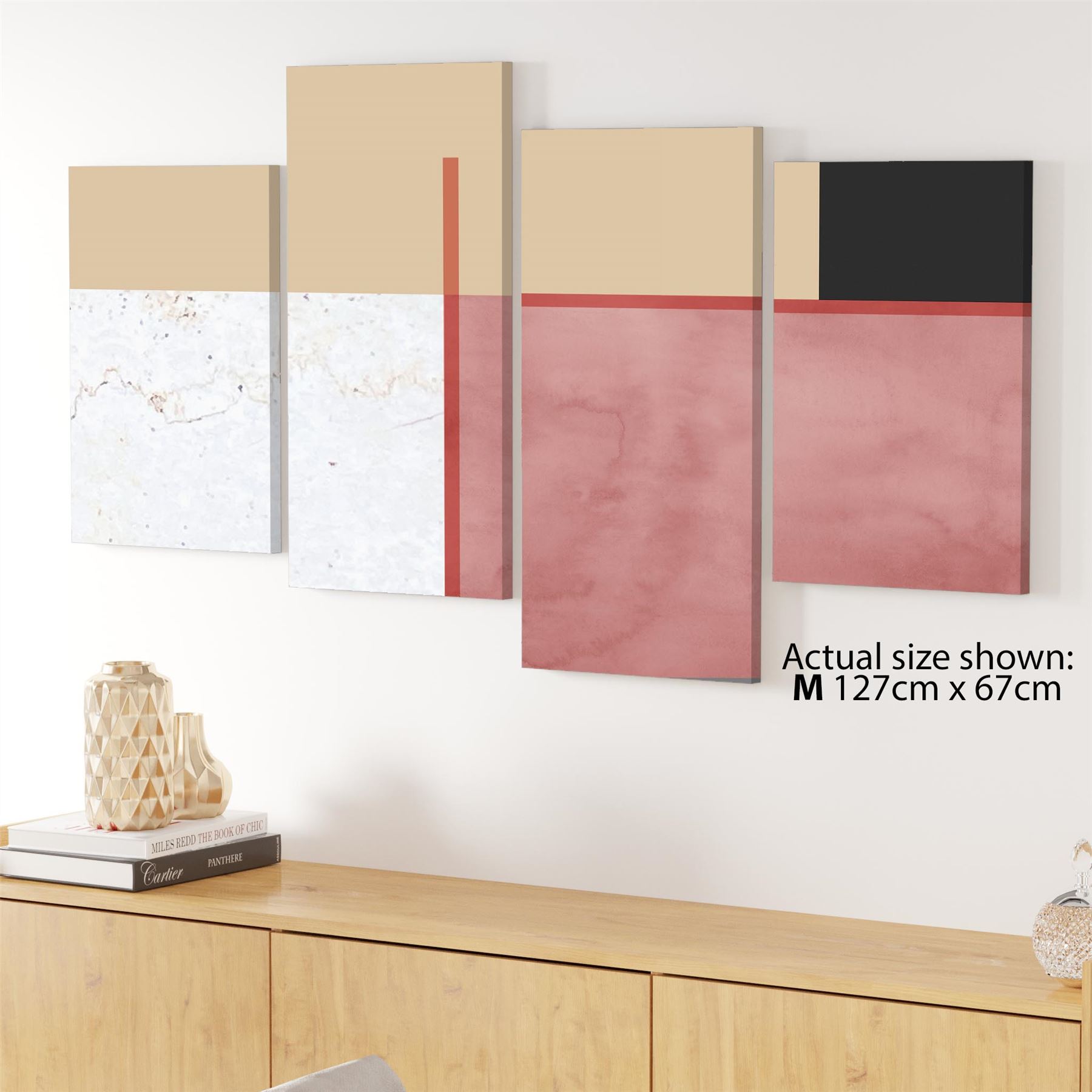 Abstract Blush Pink Black Watercolour Canvas Art Prints - Picture 45 of 55