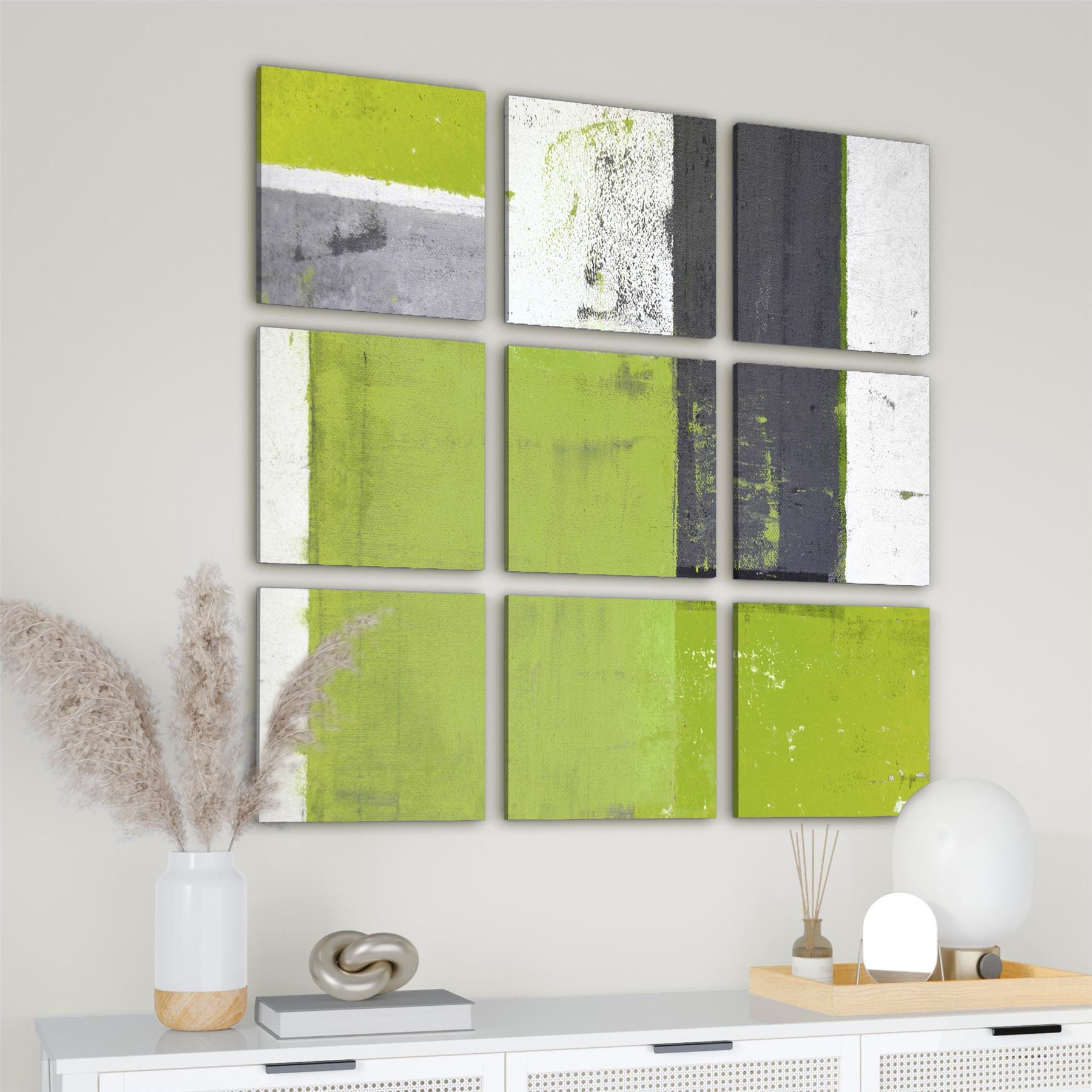 Abstract Green Grey Illustration Canvas Gallery Wall Art Print | eBay