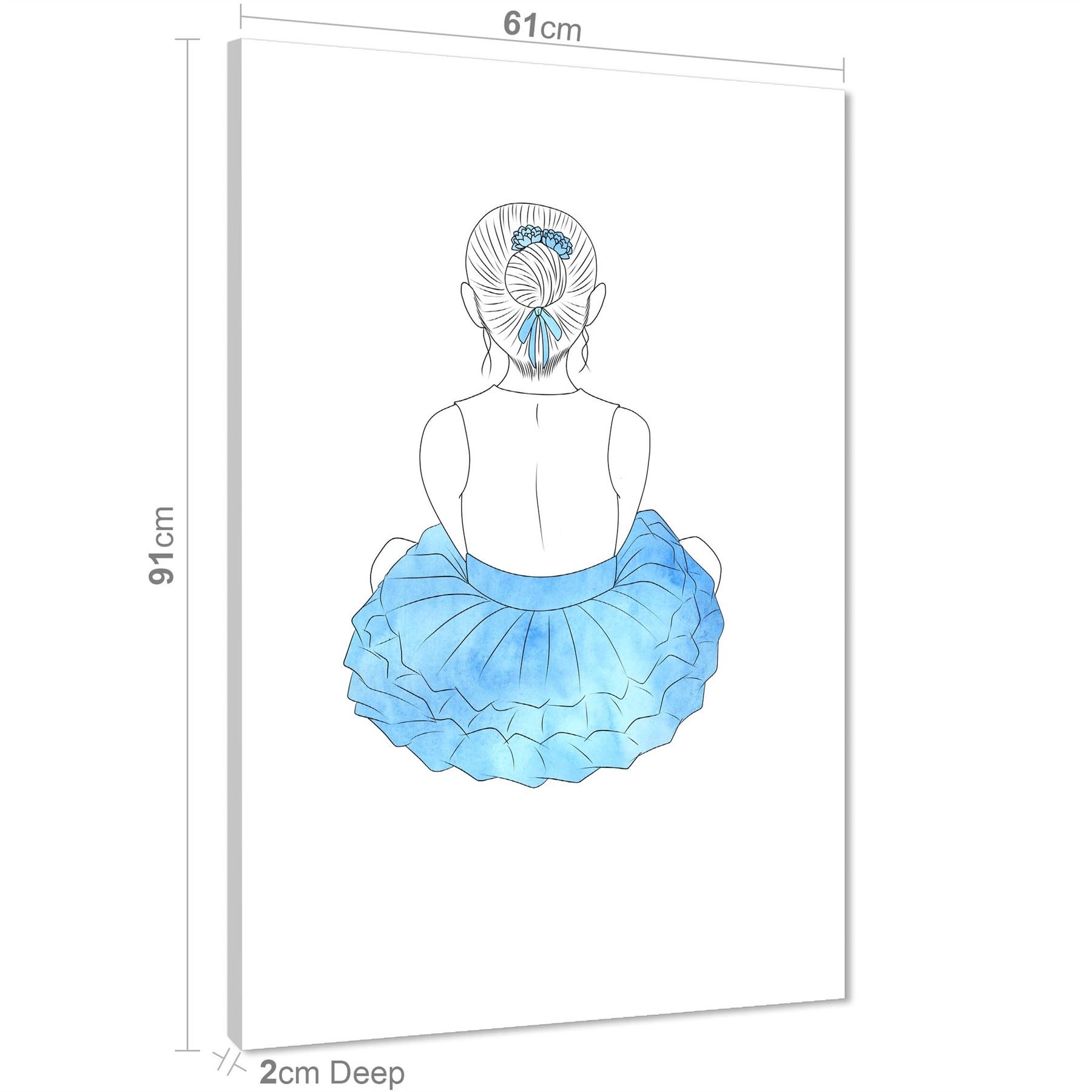 Blue Figurative Ballerina Canvas Wall Art Print - Picture 11 of 13