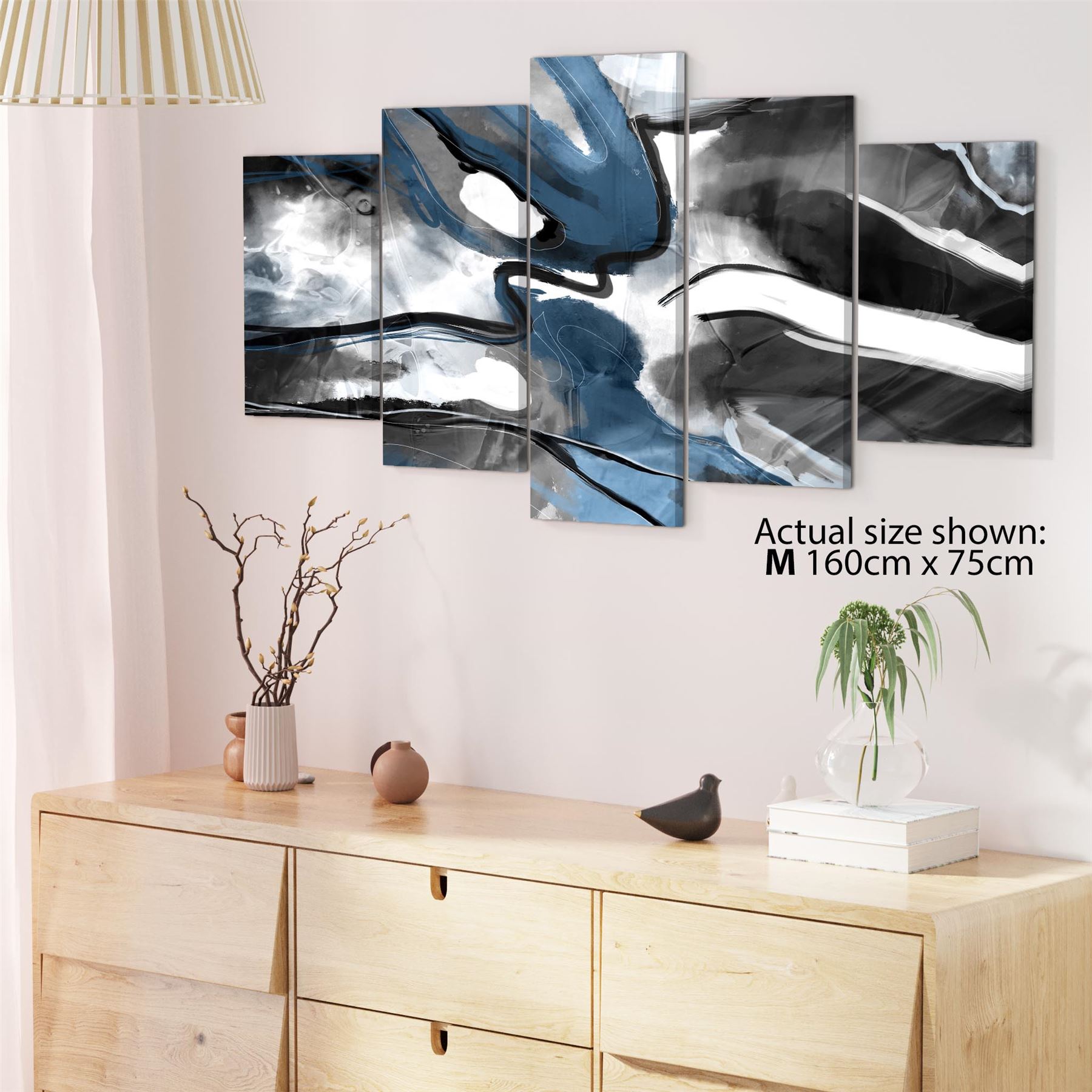 Abstract Turquoise Dark Grey Design Canvas Art Prints - Picture 53 of 56