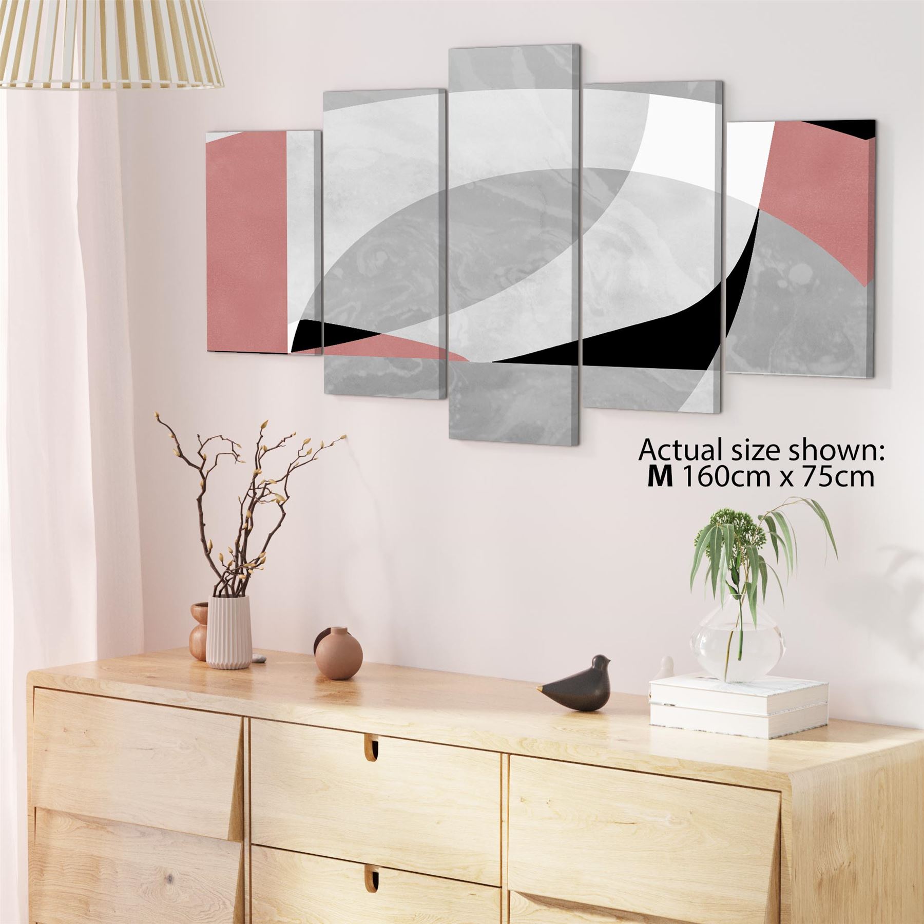 Abstract Pink Grey Watercolour Canvas Wall Art Print - Picture 52 of 55