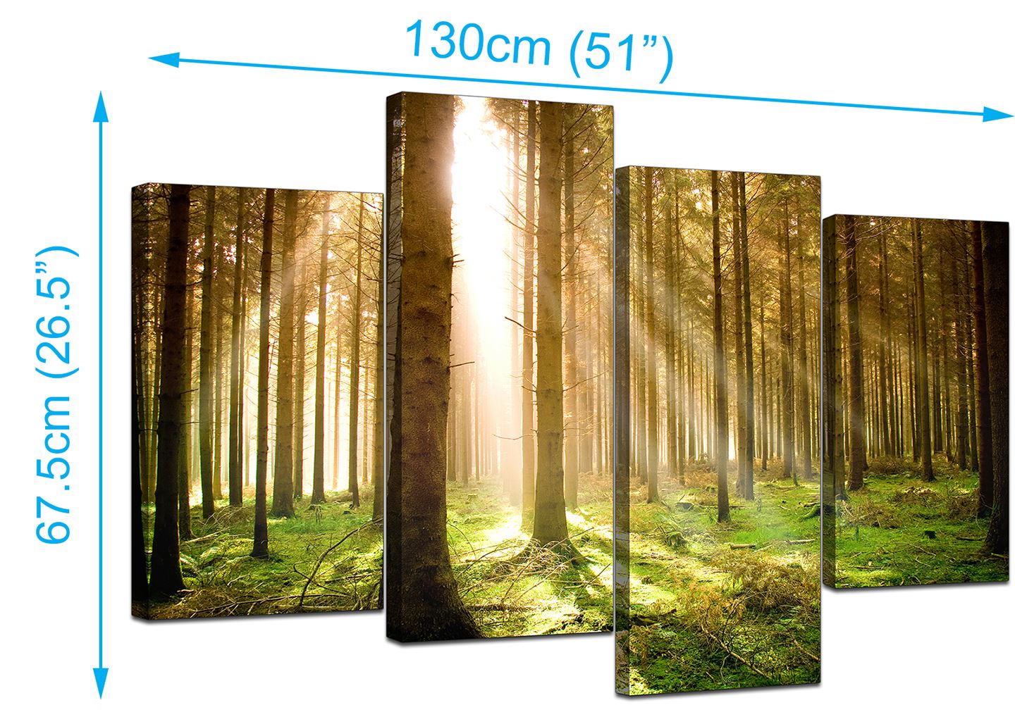 Extra Large Green Trees Canvas Wall Art Pictures 130cm Prints Set 4042
