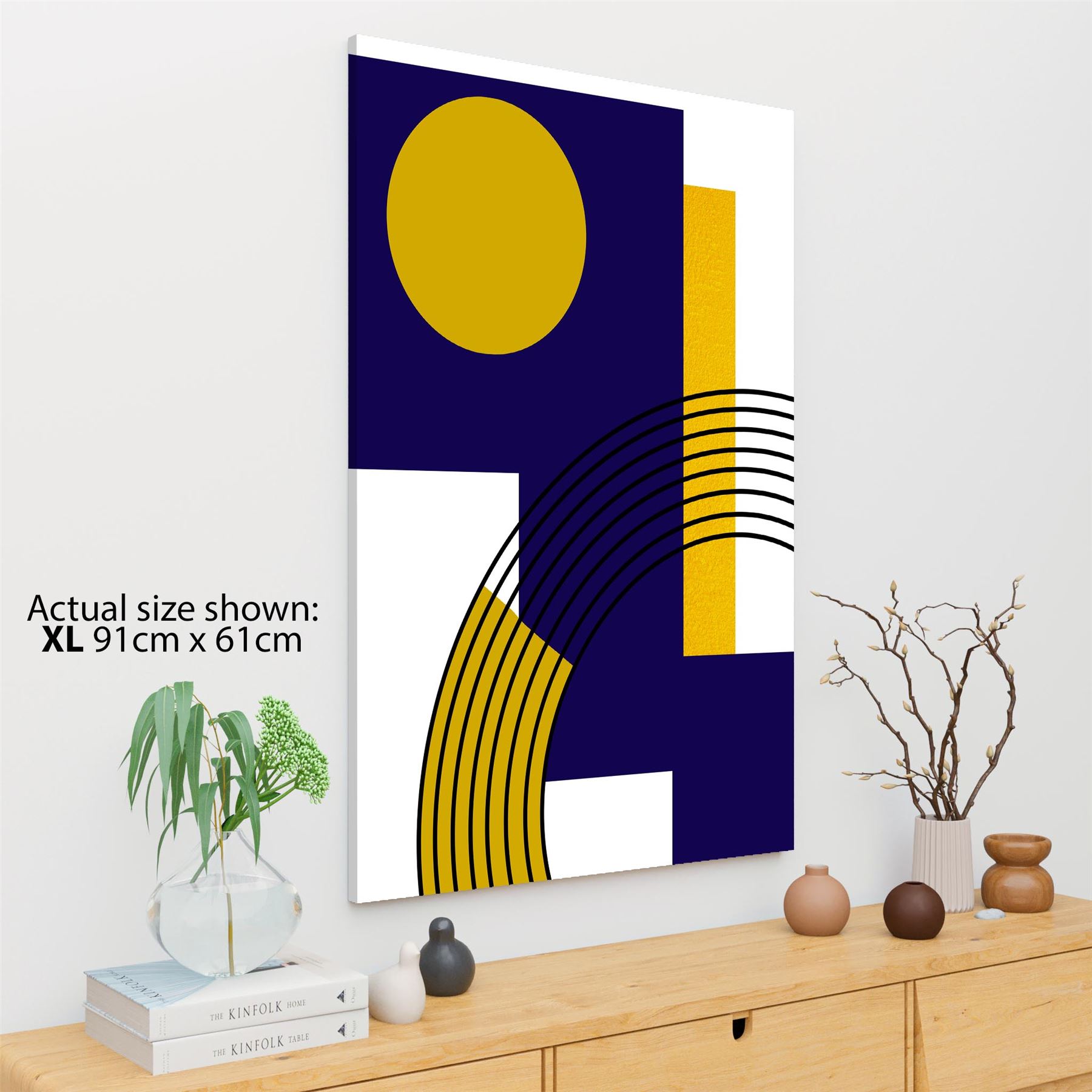 Blue Mustard Yellow Geometric Design Canvas Art Prints - Picture 27 of 54
