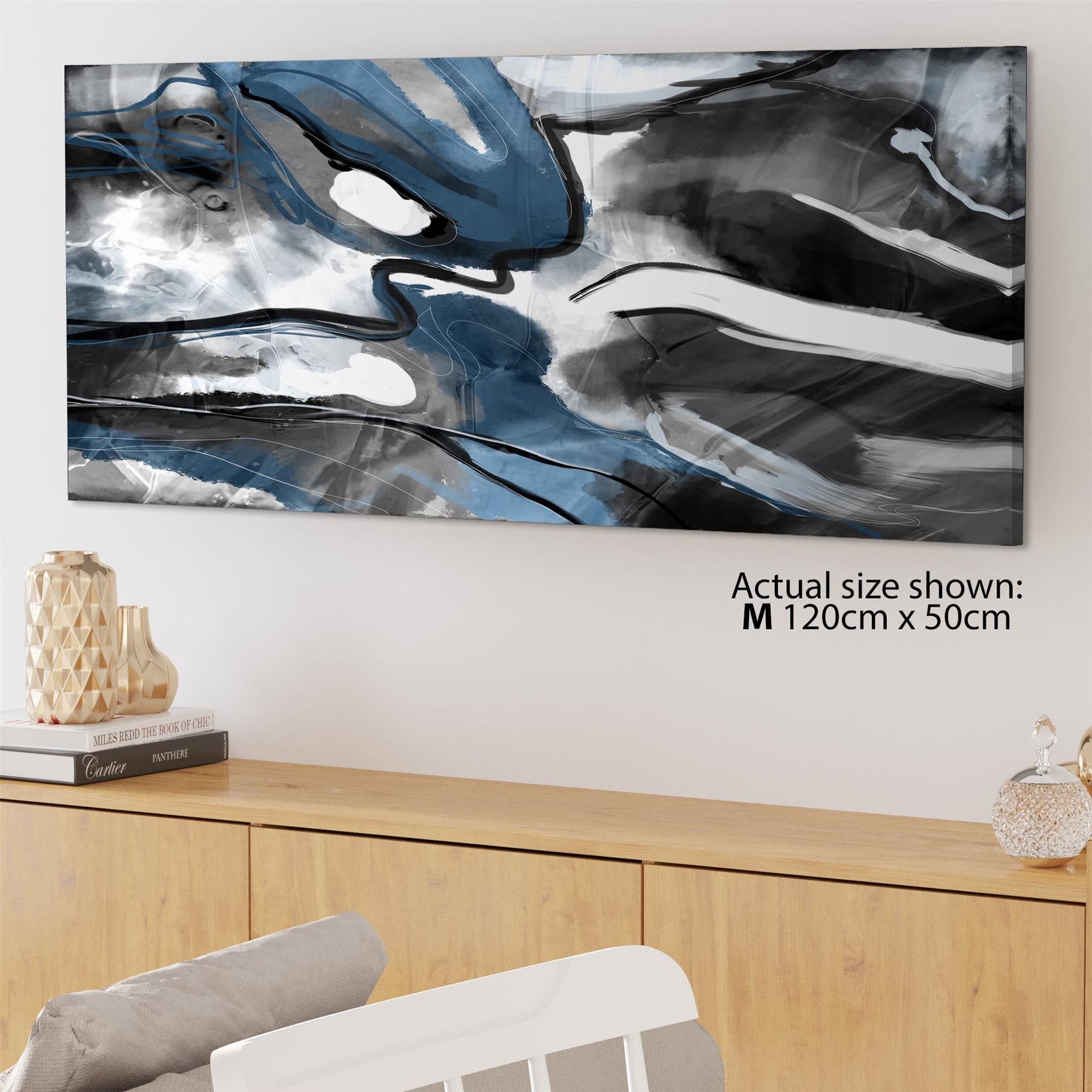 Abstract Turquoise Dark Grey Design Canvas Art Prints - Picture 33 of 56