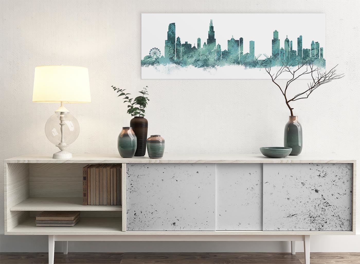 Chicago Skyline Leinwand Wandbild Kunstdruck - 17 Farben verfügbar - 94 cm breit - Bild 99 von 101