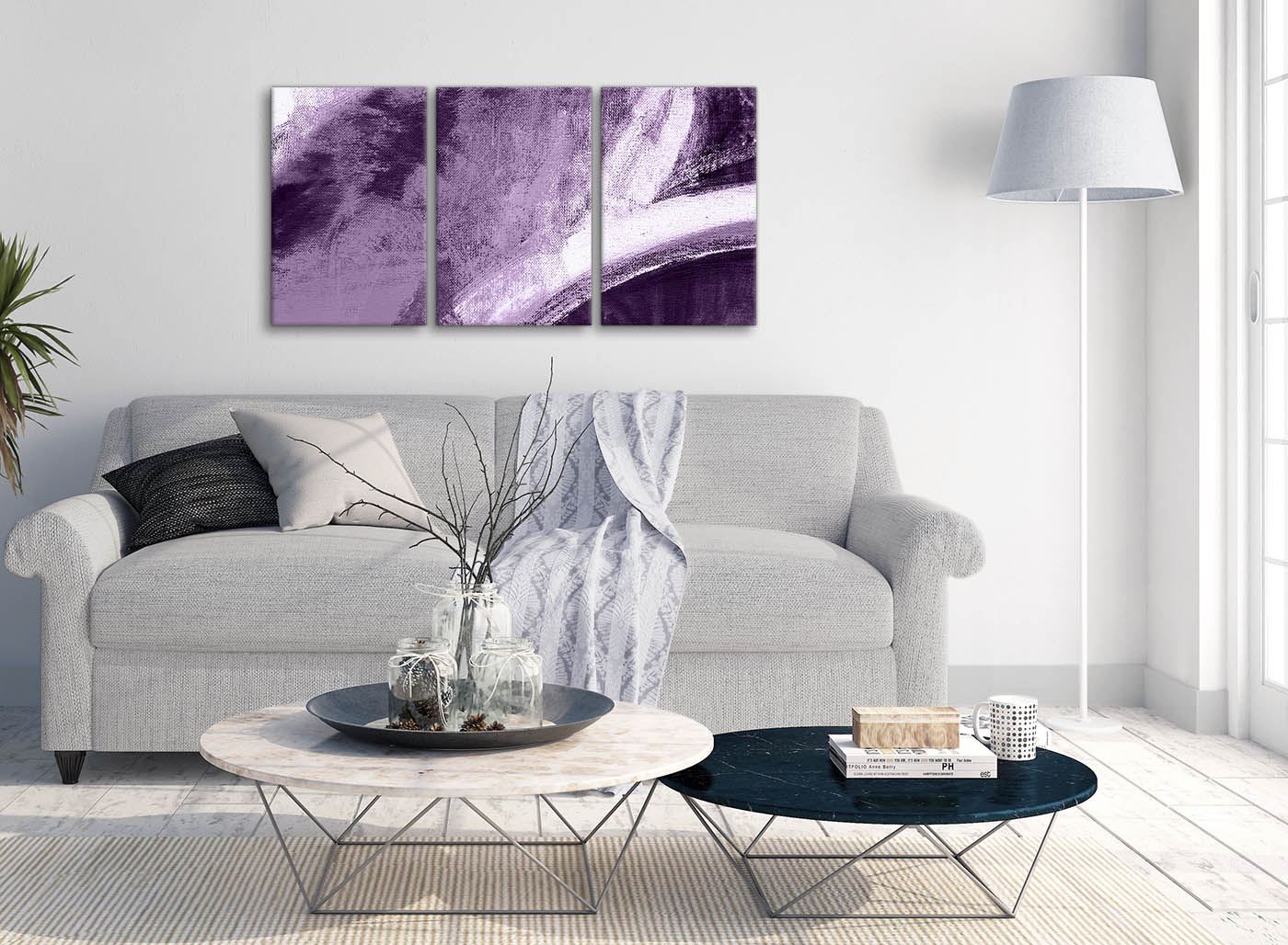 Aubergine Plum and White - Abstract Canvas Wall Art Painting - Picture 7 of 32
