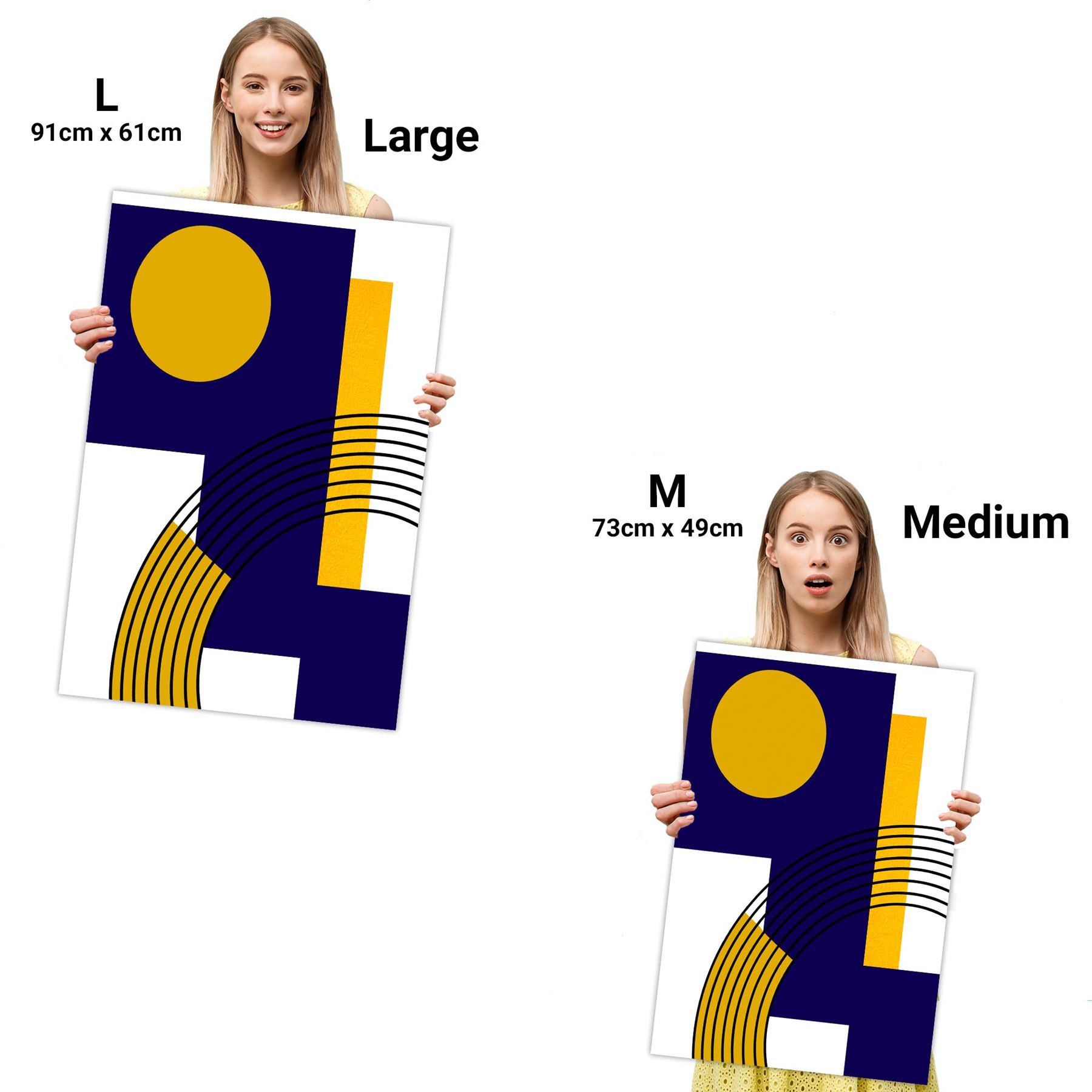 Blue Mustard Yellow Geometric Design Canvas Art Prints - Picture 30 of 54