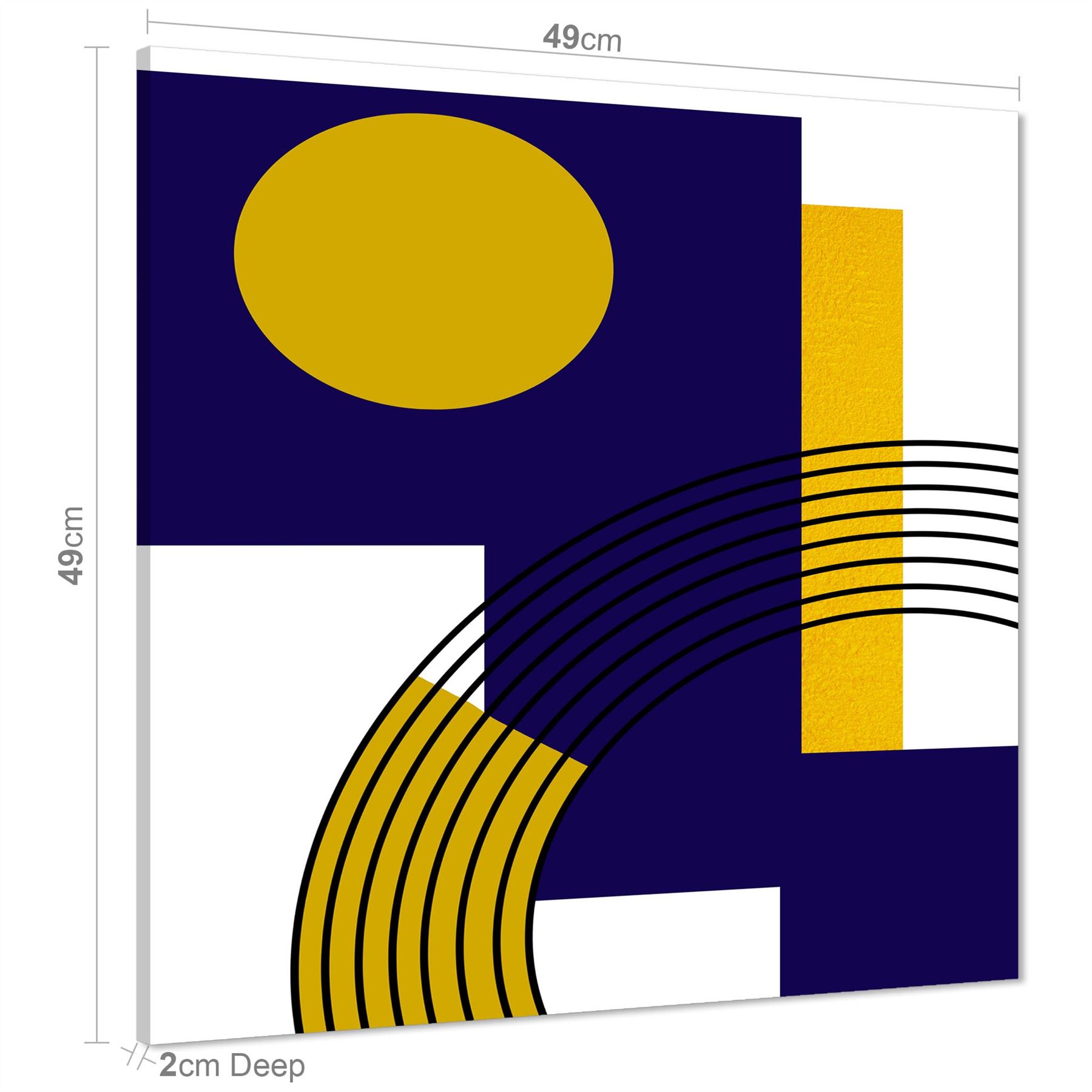 Blue Mustard Yellow Geometric Design Canvas Art Prints - Picture 5 of 54