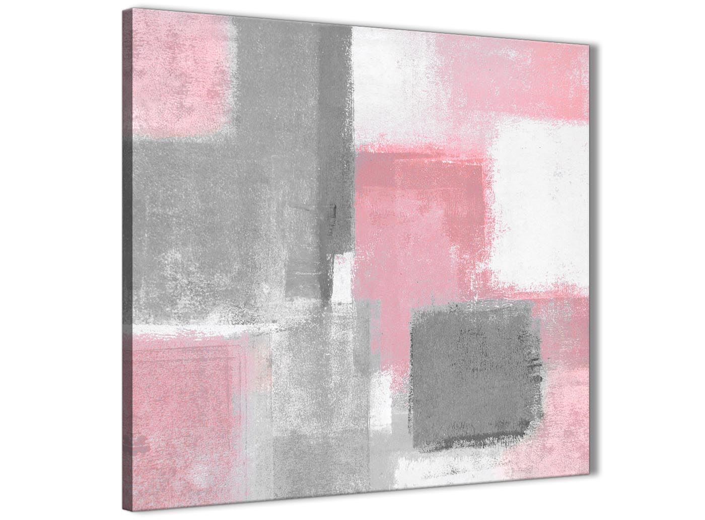 1s334s 49cm Square Blush Pink Grey Abstract Painting Canvas Wall Art Print