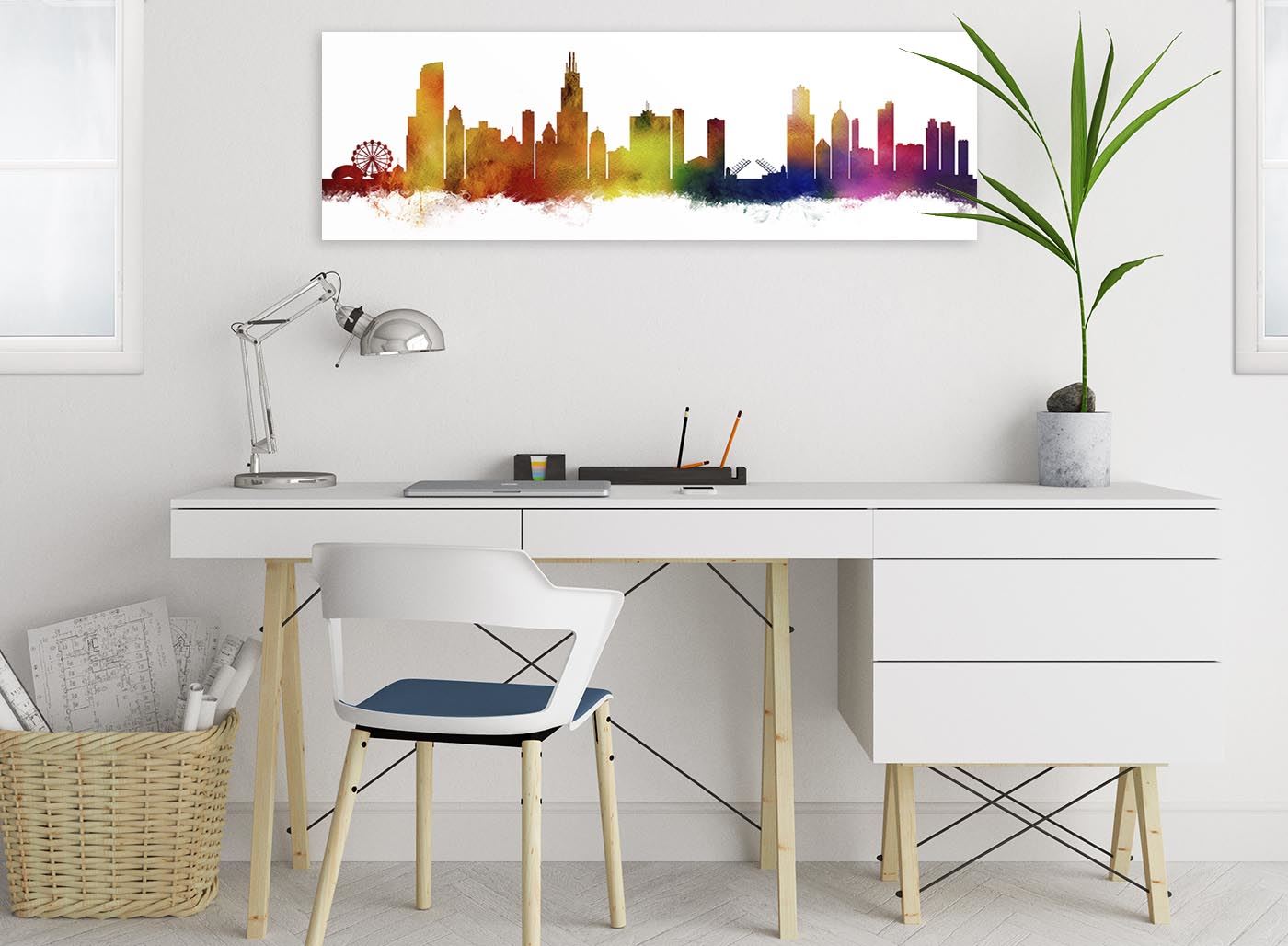 Chicago Skyline Leinwand Wandbild Kunstdruck - 17 Farben verfügbar - 94 cm breit - Bild 64 von 101
