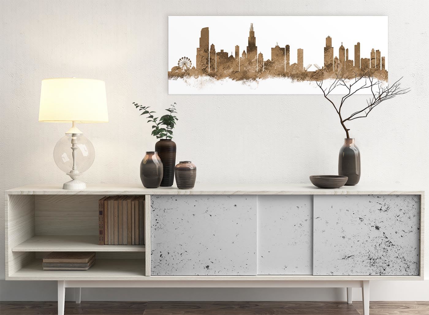 Chicago Skyline Leinwand Wandbild Kunstdruck - 17 Farben verfügbar - 94 cm breit - Bild 15 von 101