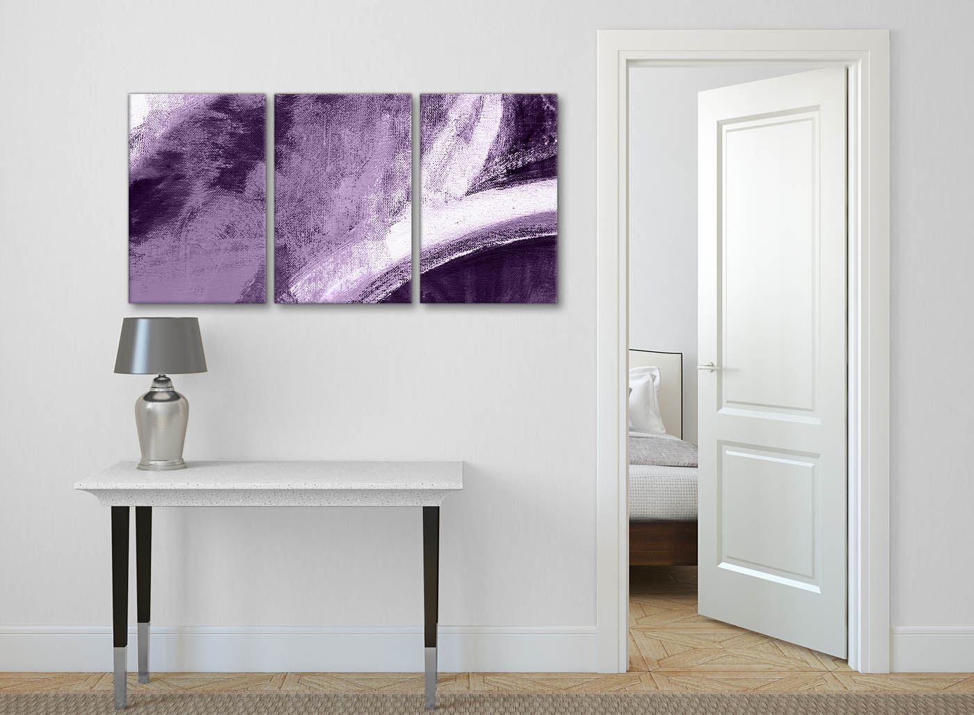 Aubergine Plum and White - Abstract Canvas Wall Art Painting - Picture 9 of 32