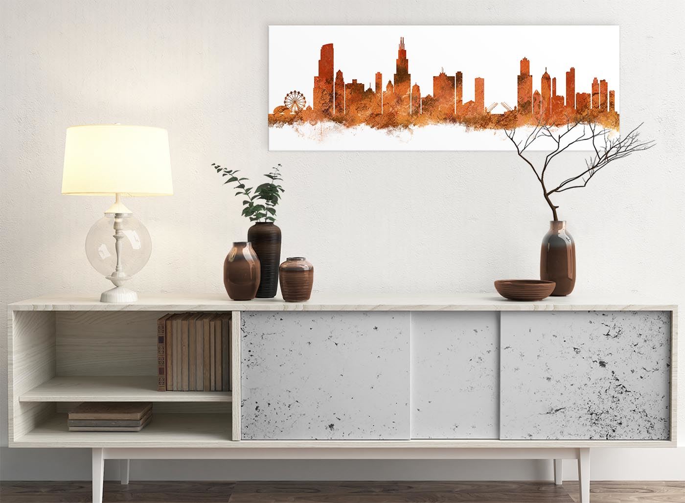 Chicago Skyline Leinwand Wandbild Kunstdruck - 17 Farben verfügbar - 94 cm breit - Bild 21 von 101
