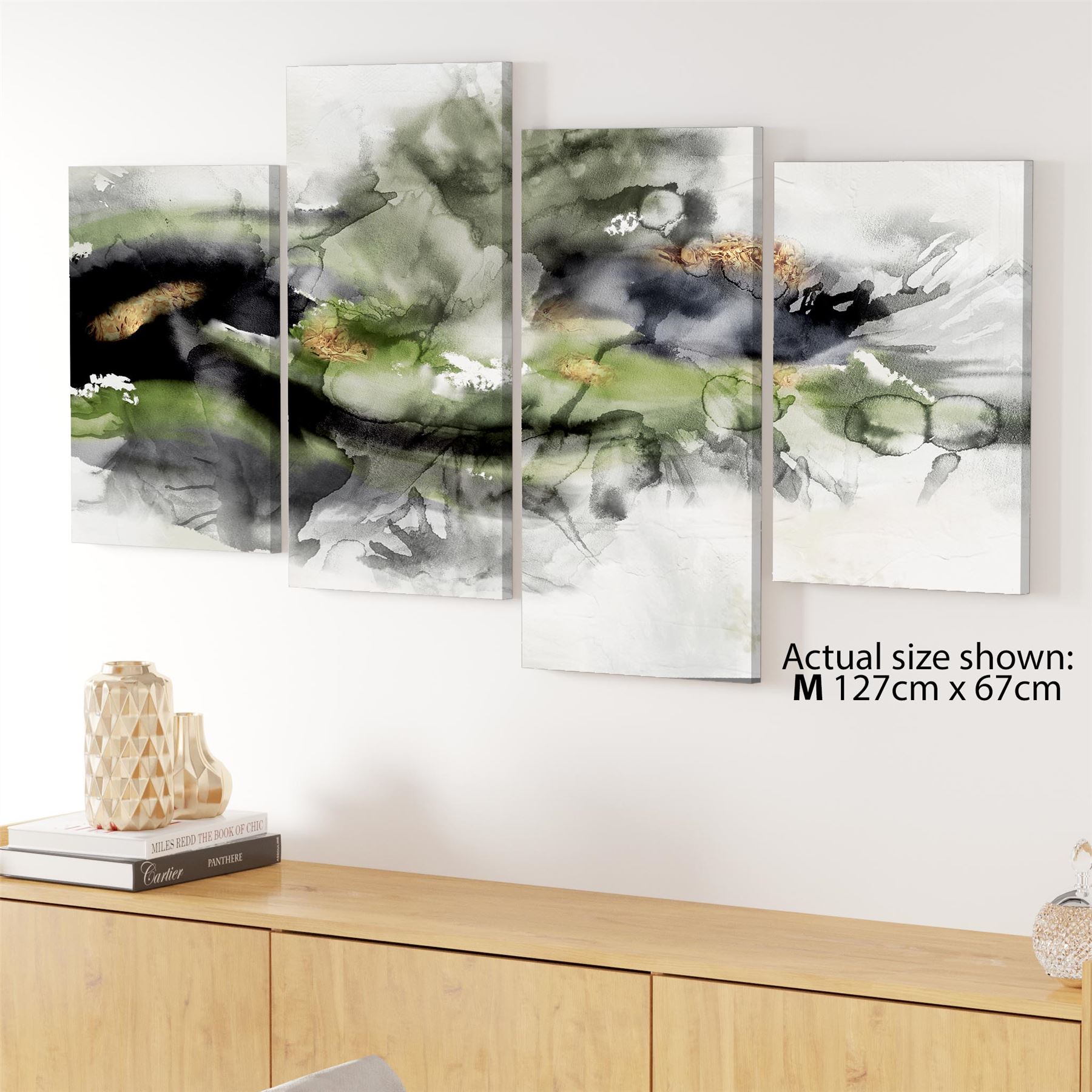 Abstract Lime Green Grey Watercolour Canvas Art Pictures - Picture 44 of 54