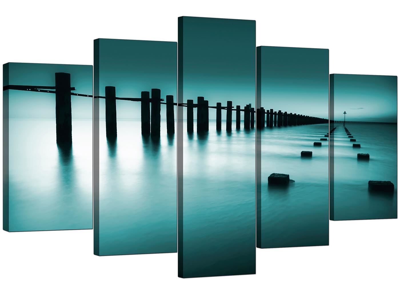 Five Picture Teal Green Blue Canvas Art Bedroom Wall Prints Set 5089 eBay