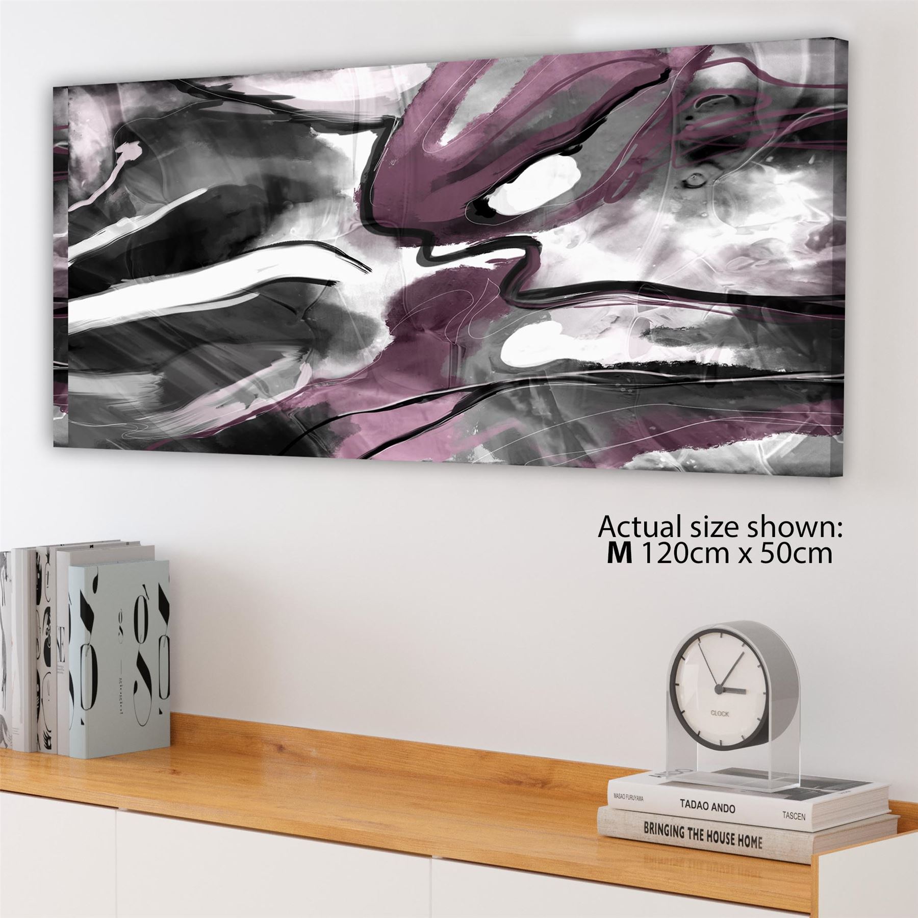 Abstract Plum Grey Watercolour Painting Canvas Wall Art Print - Picture 34 of 55