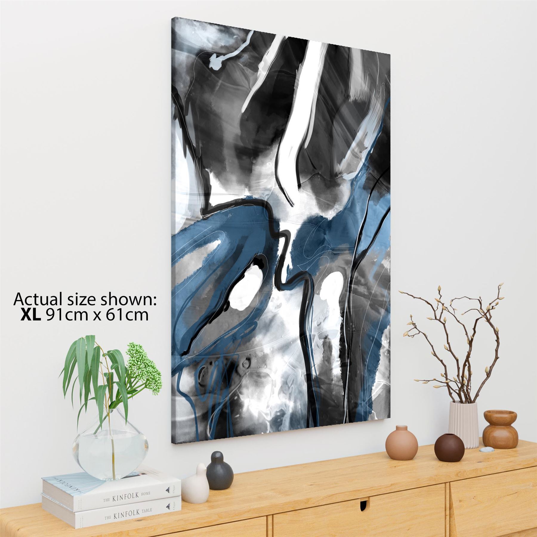 Abstract Turquoise Dark Grey Design Canvas Art Prints - Picture 27 of 56