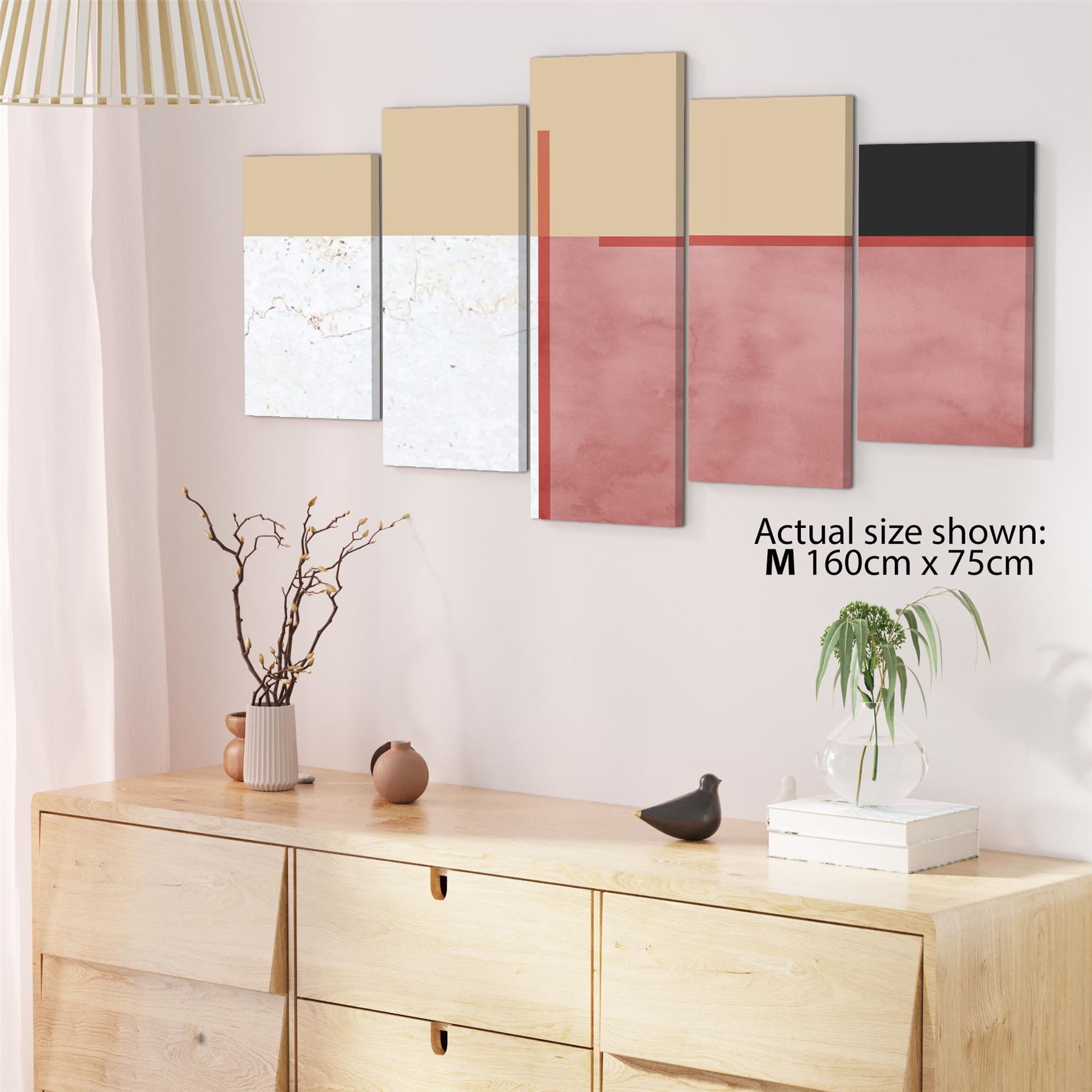 Abstract Blush Pink Black Watercolour Canvas Art Prints - Picture 52 of 55