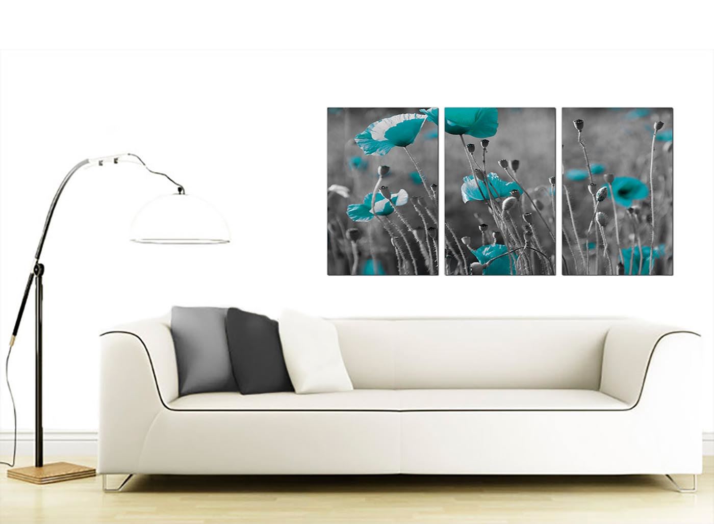 Set of 3 Teal Blue Green Large Canvases Wall Art Prints Pictures 3139