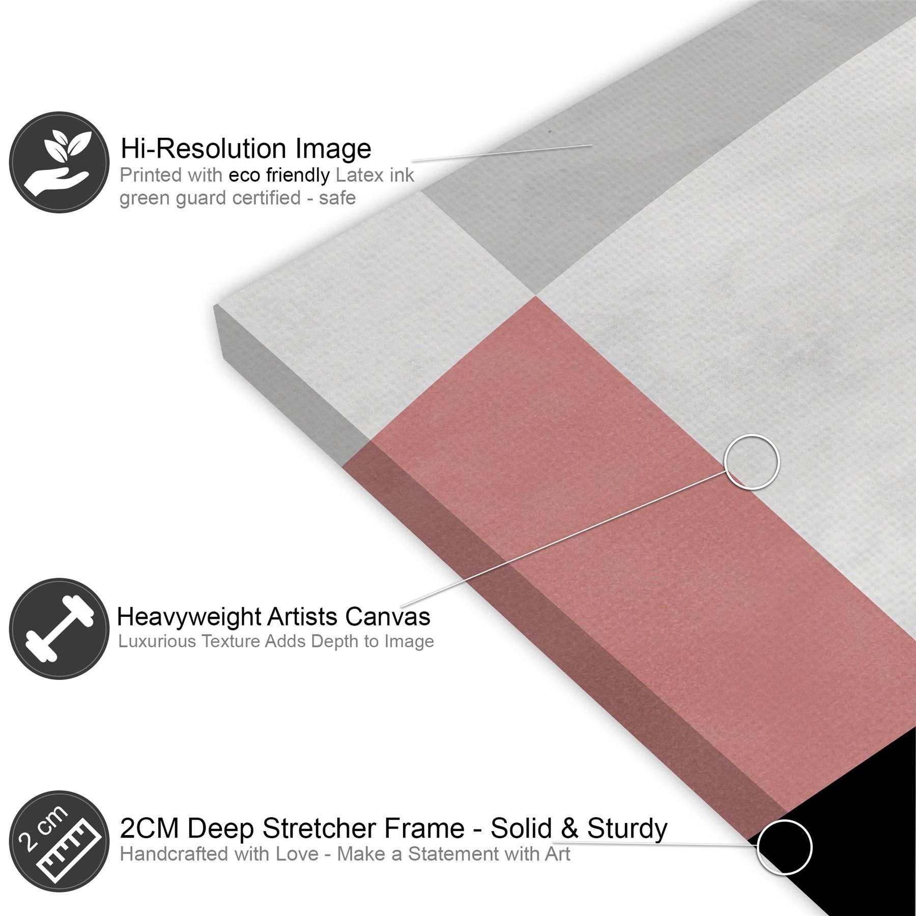 Abstract Pink Grey Watercolour Canvas Wall Art Print - Picture 41 of 55