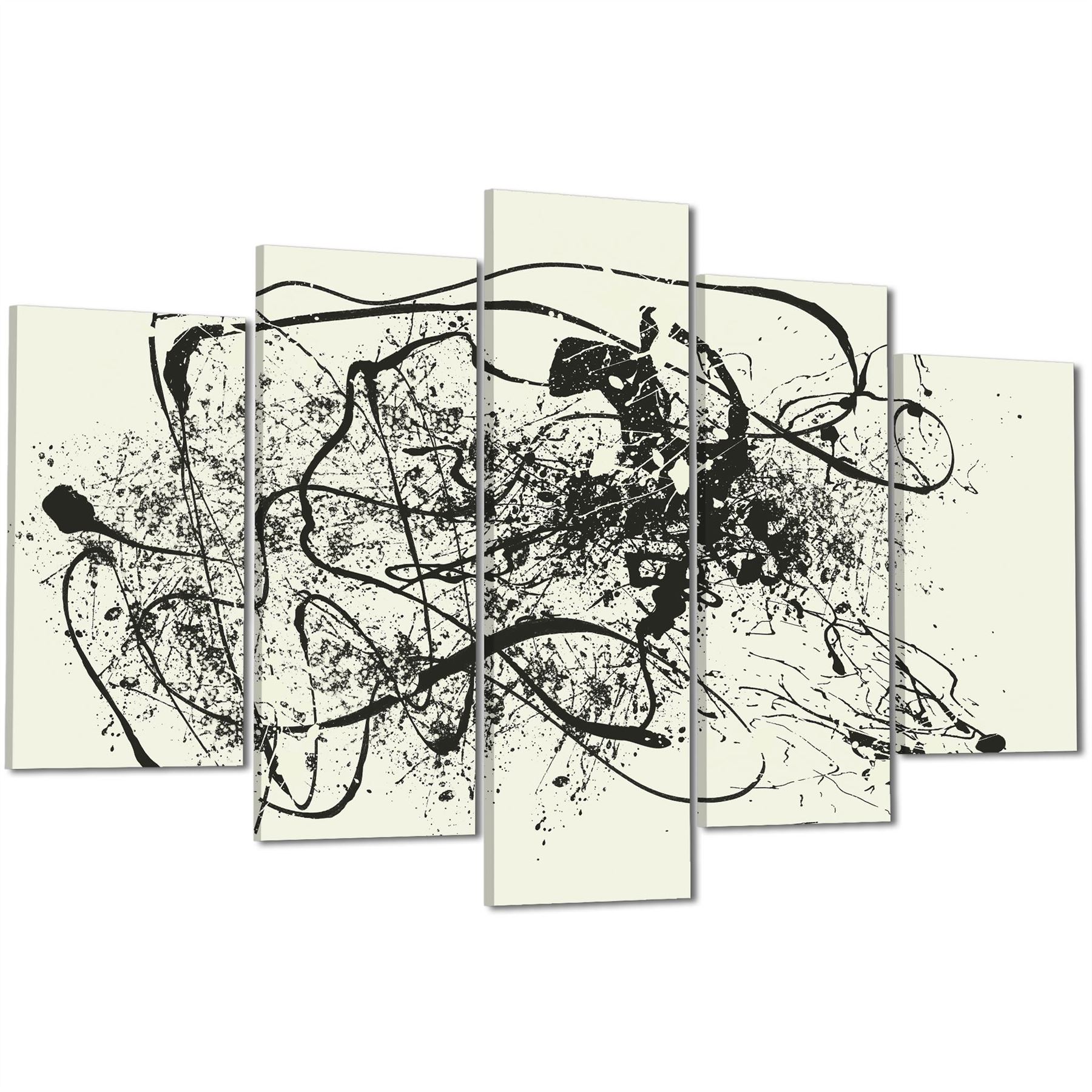 Abstract Black Cream Pollock Inspired Style Framed Art Prints - Picture 49 of 55