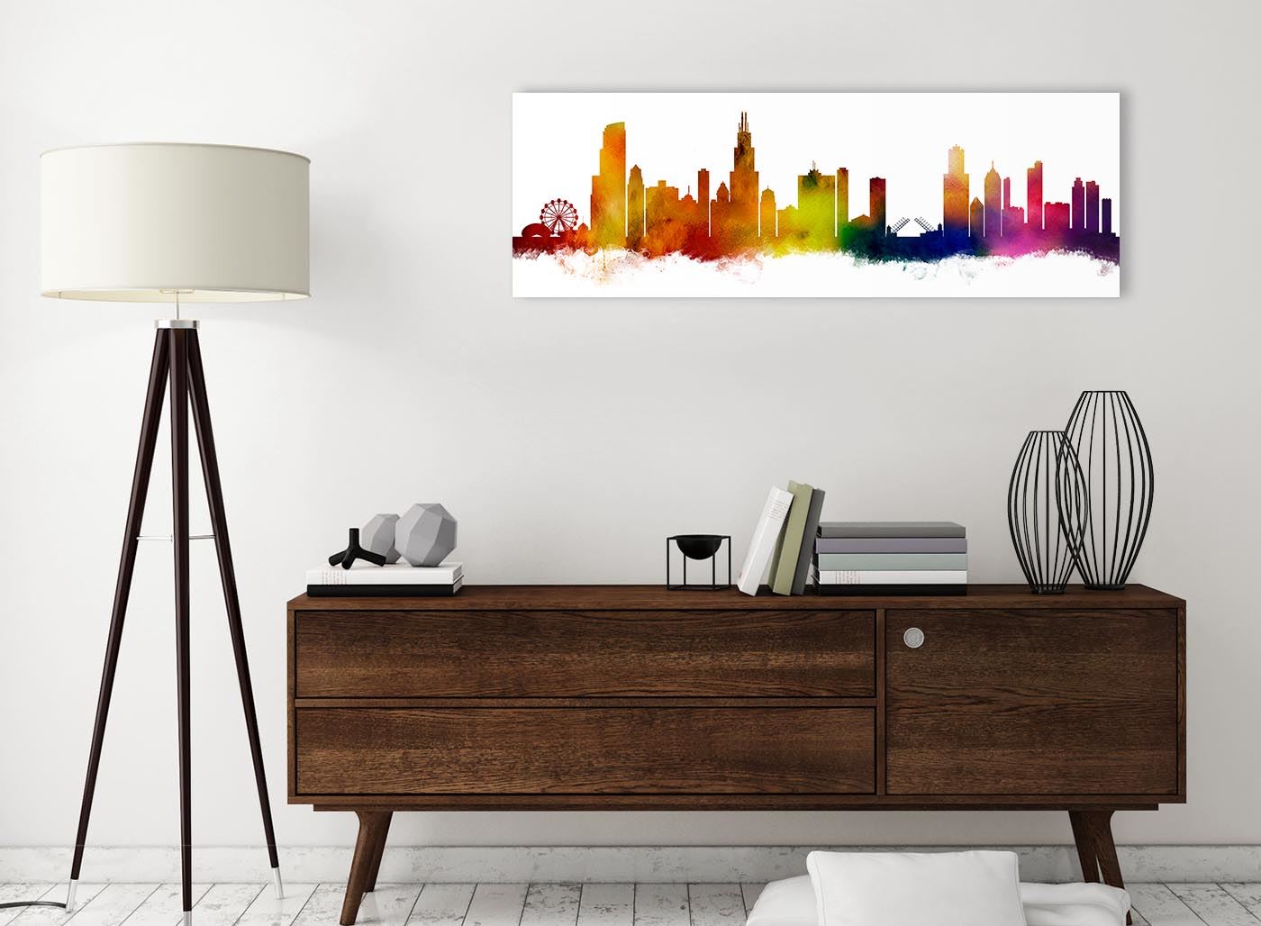 Chicago Skyline Leinwand Wandbild Kunstdruck - 17 Farben verfügbar - 94 cm breit - Bild 61 von 101