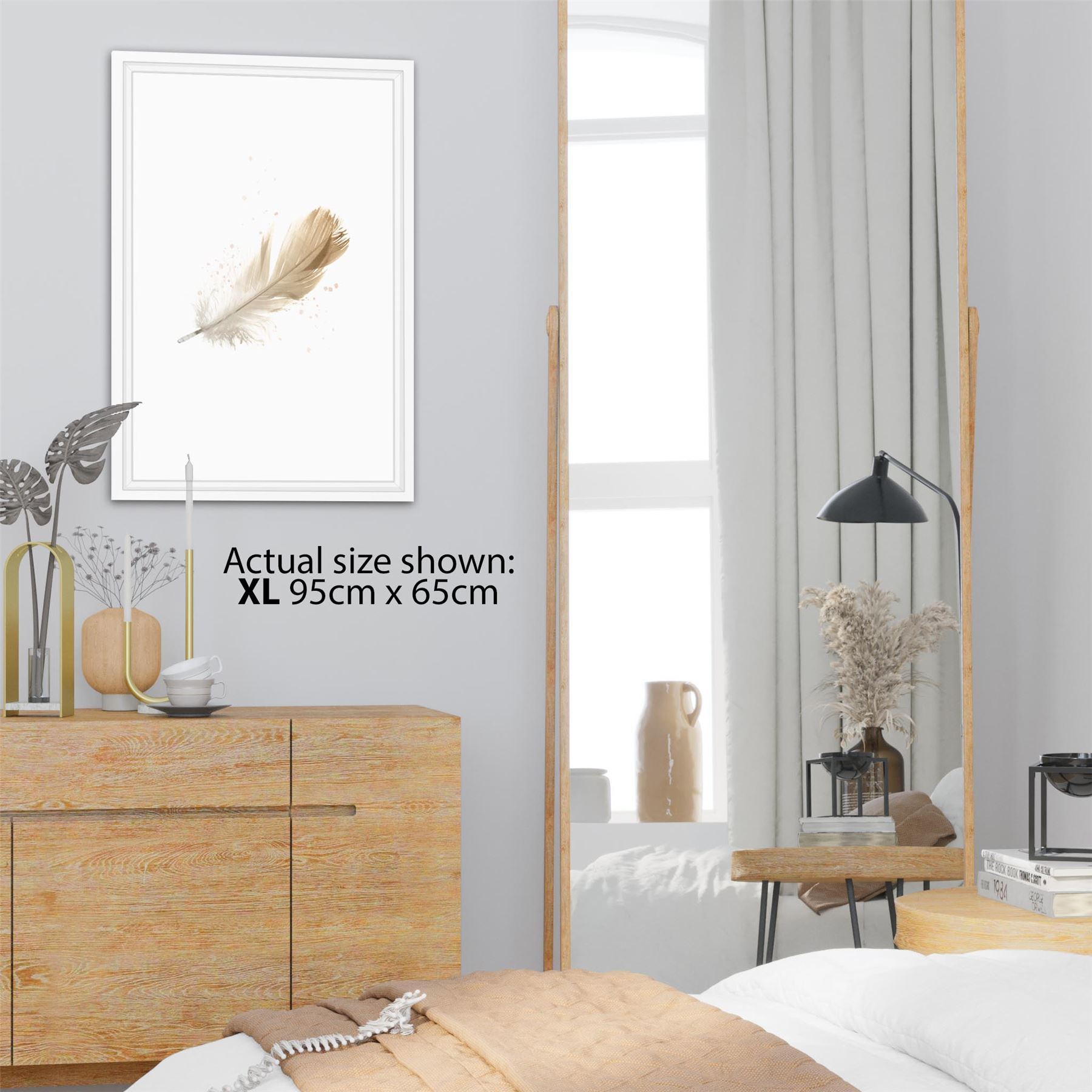 Falling Feather Canvas Wall Art Picture Yellow Klasyczna najnowsza praca