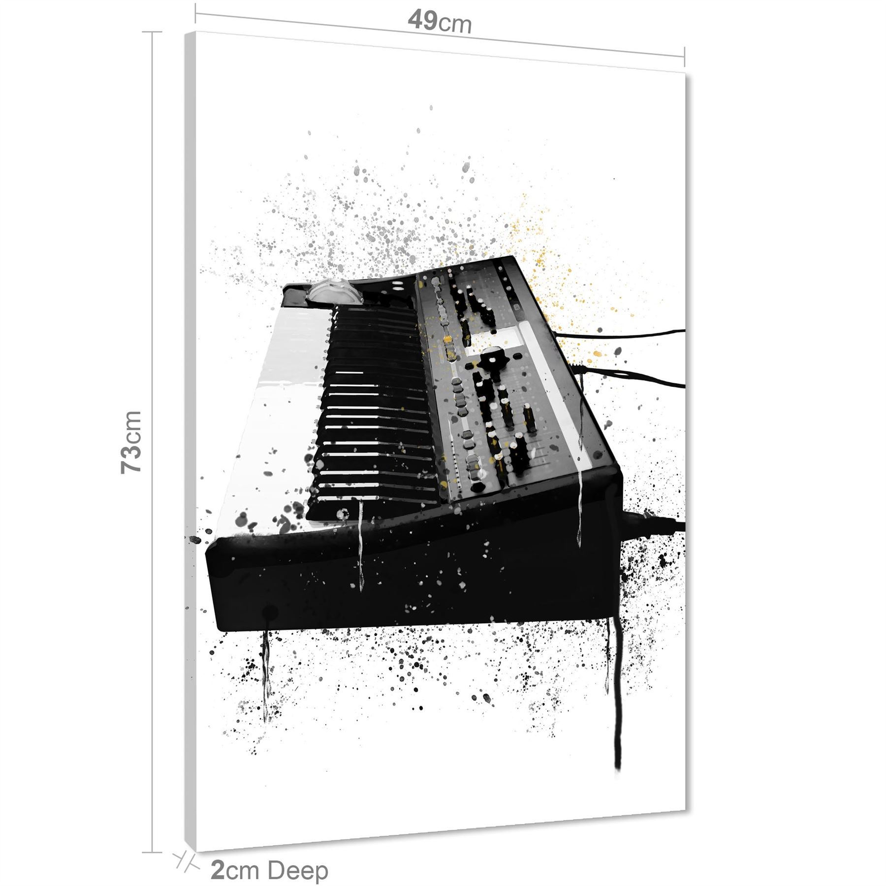 Synthesizer Keyboard Canvas Wall Art Picture Black and White Music Themed - Picture 5 of 13