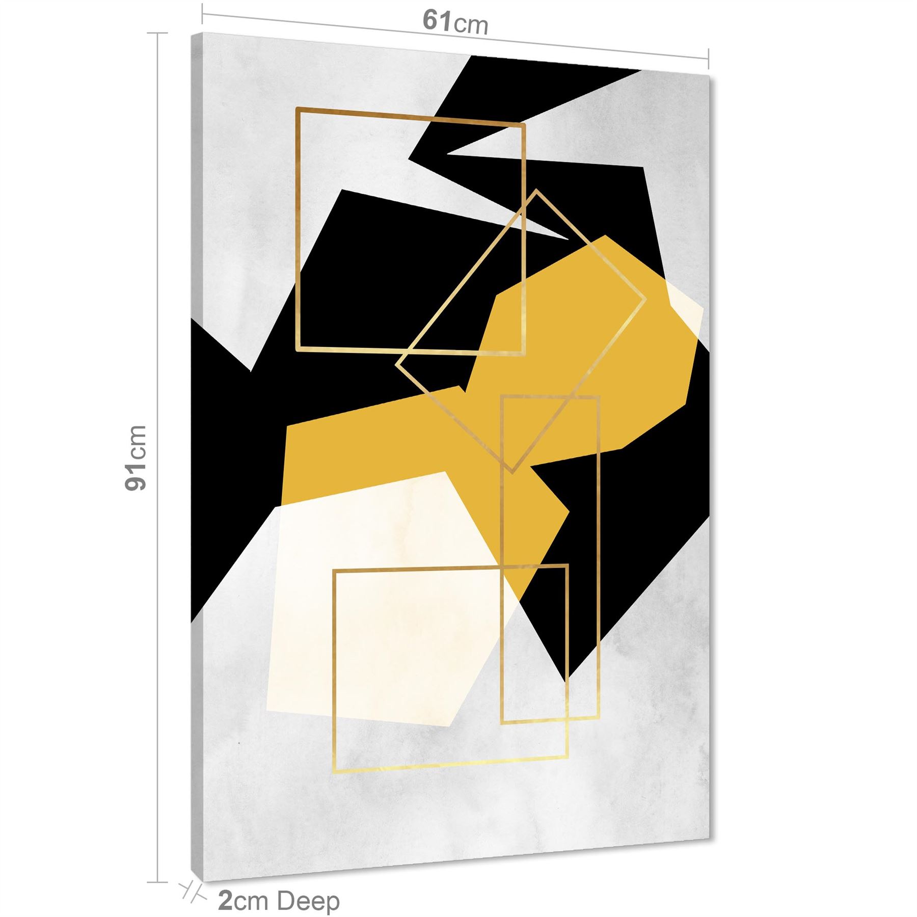 Mustard Yellow Black Geometric Canvas Art Pictures - Picture 29 of 55