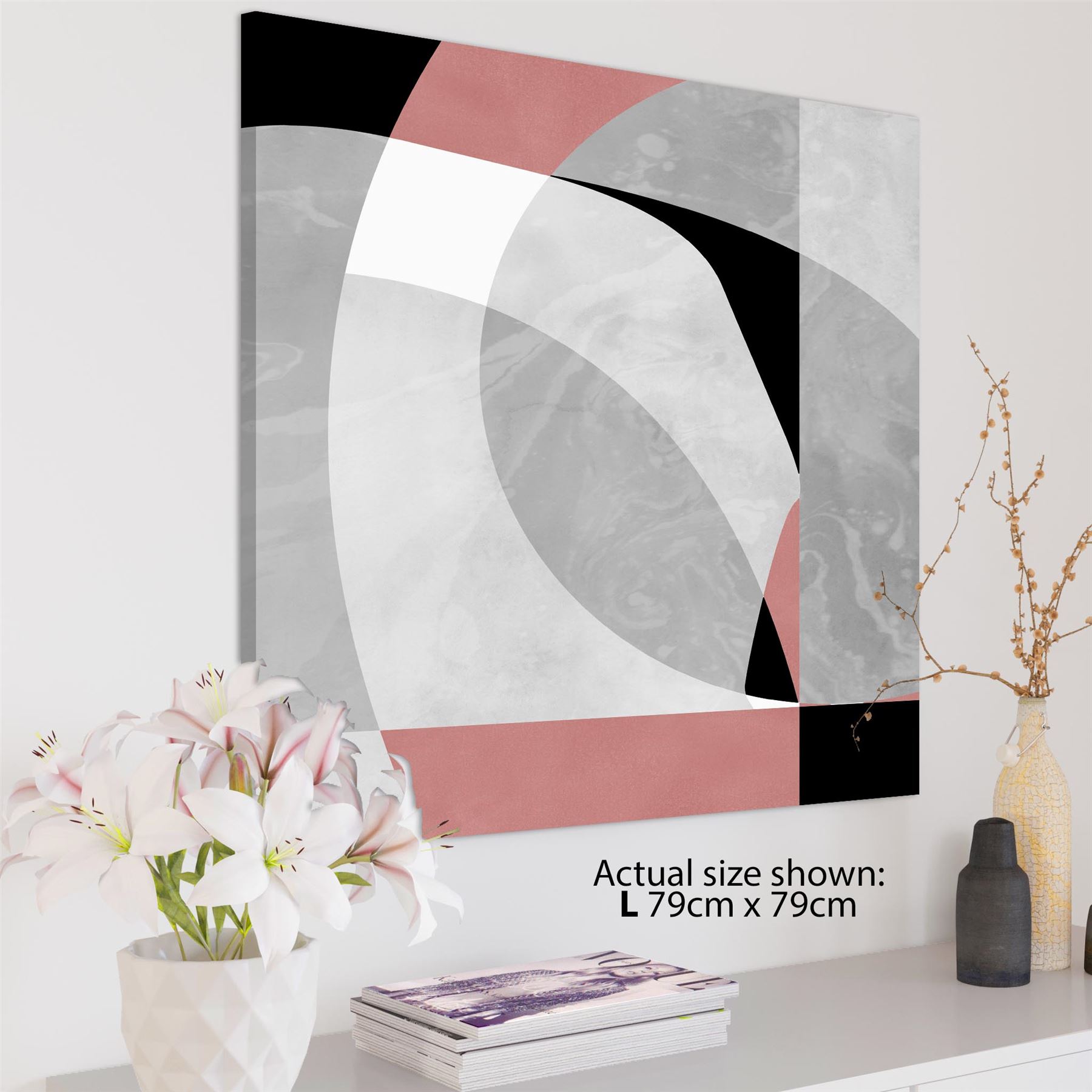 Abstract Pink Grey Watercolour Canvas Wall Art Print - Picture 9 of 55