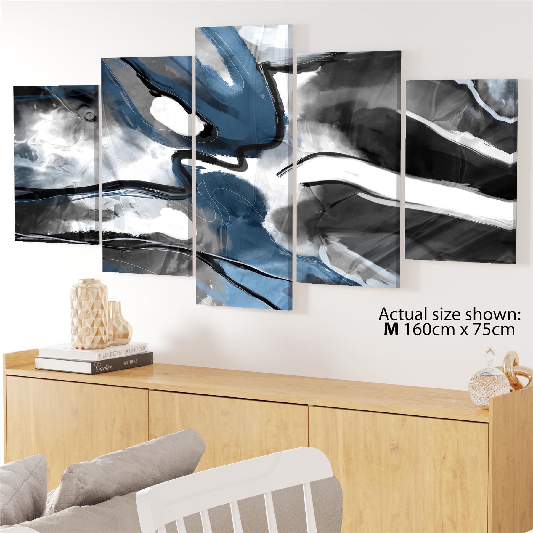 Abstract Turquoise Dark Grey Design Canvas Art Prints - Picture 51 of 56