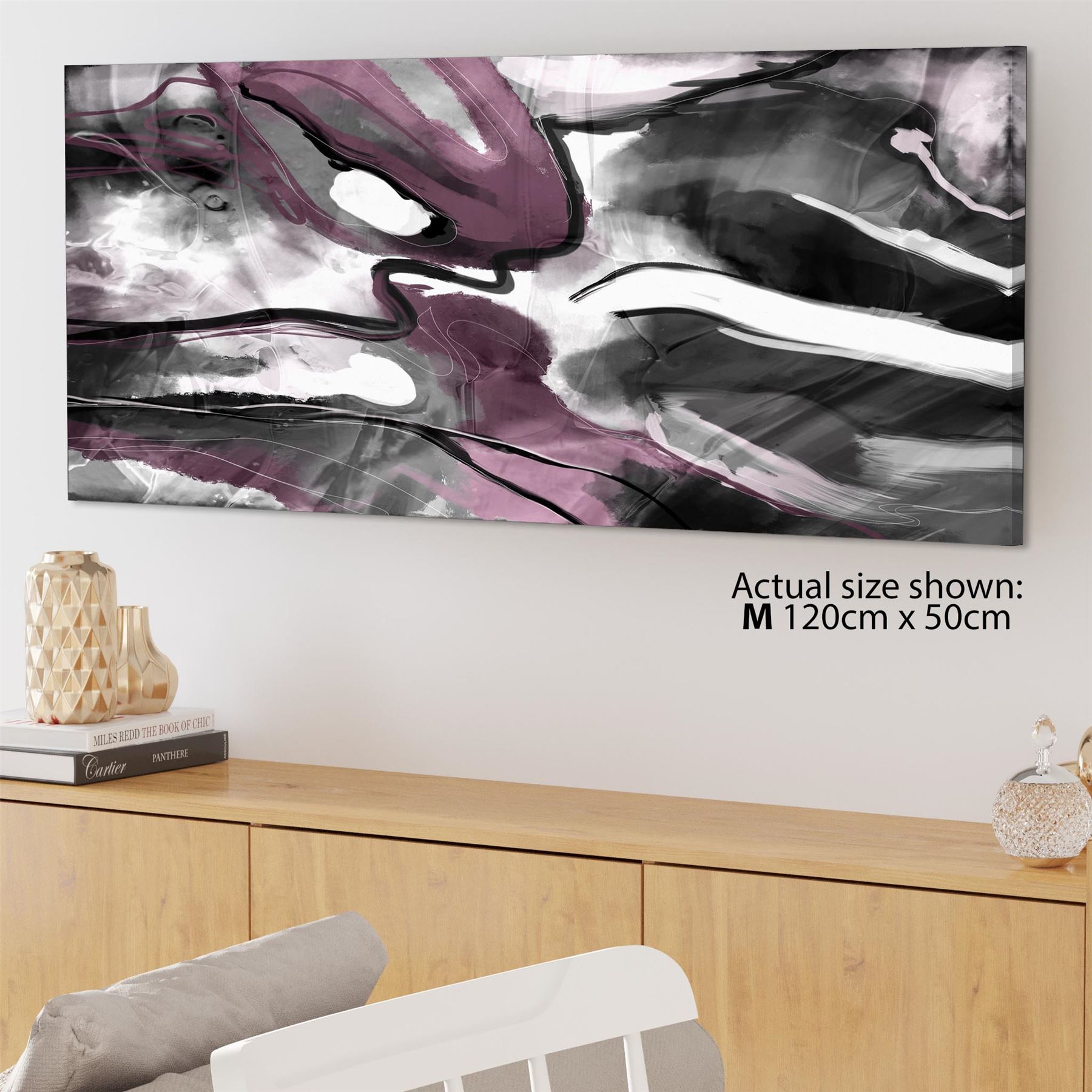 Abstract Plum Grey Watercolour Painting Canvas Wall Art Print - Picture 33 of 55