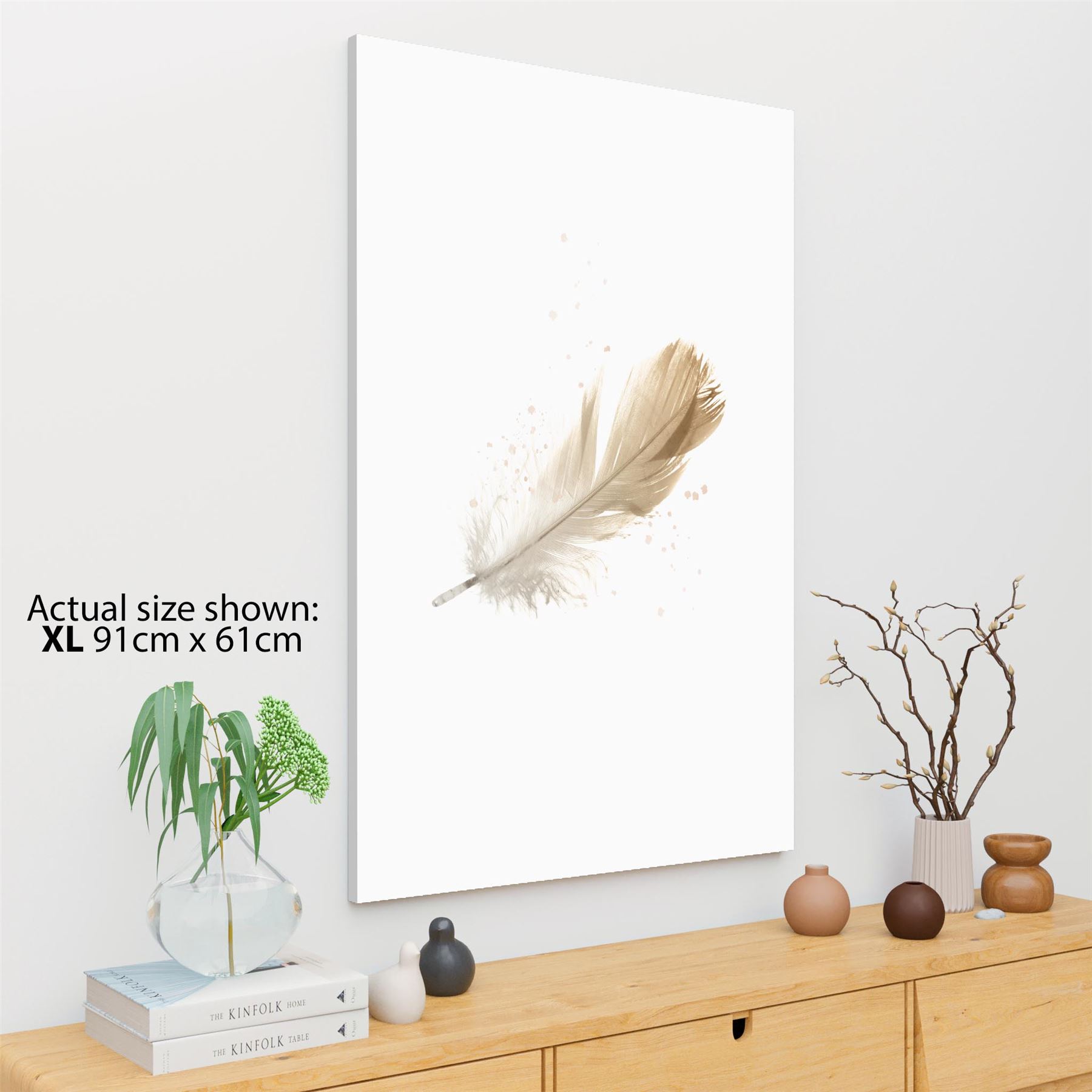 Falling Feather Canvas Wall Art Picture Yellow Klasyczna najnowsza praca
